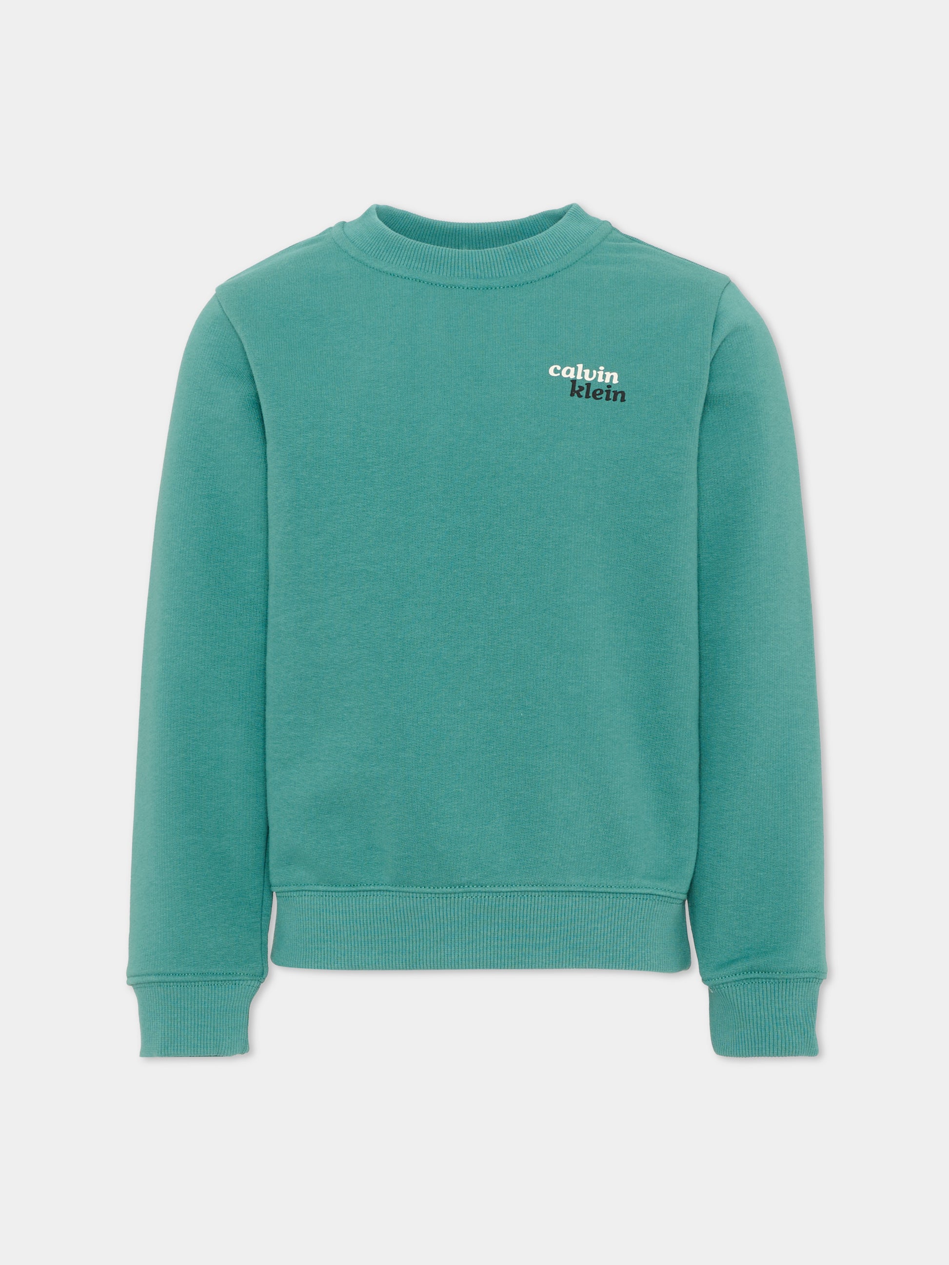 Felpa verde per bambino con logo,Calvin Klein Kids,LVCKTJB42B LIT