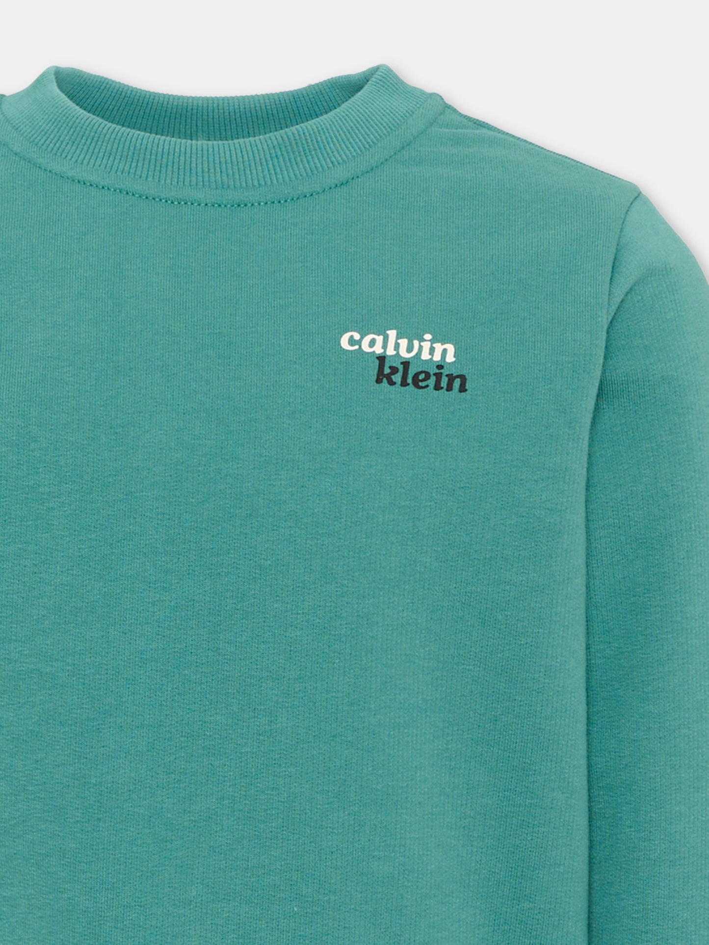 Felpa verde per bambino con logo,Calvin Klein Kids,LVCKTJB42B LIT