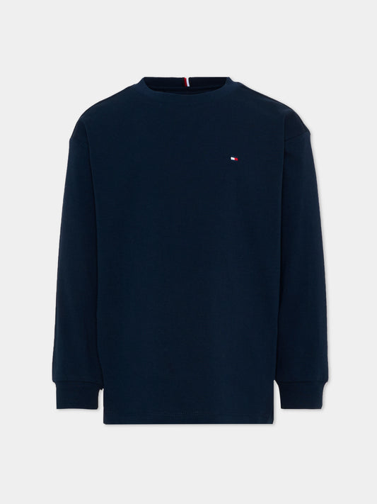 T-shirt blu per bambino con logo,Tommy Hilfiger Junior,KB0KB09846 C1G