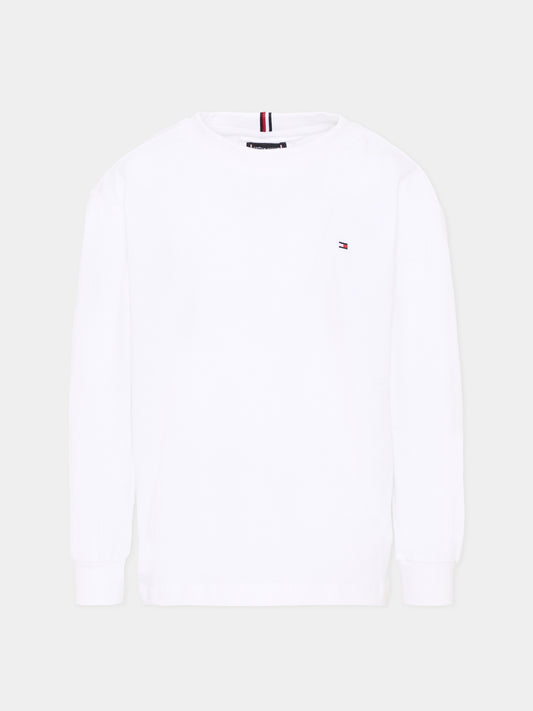 T-Shirt bianca per bambini con Tommy flag,Tommy Hilfiger Junior,KB0KB09846 YBR