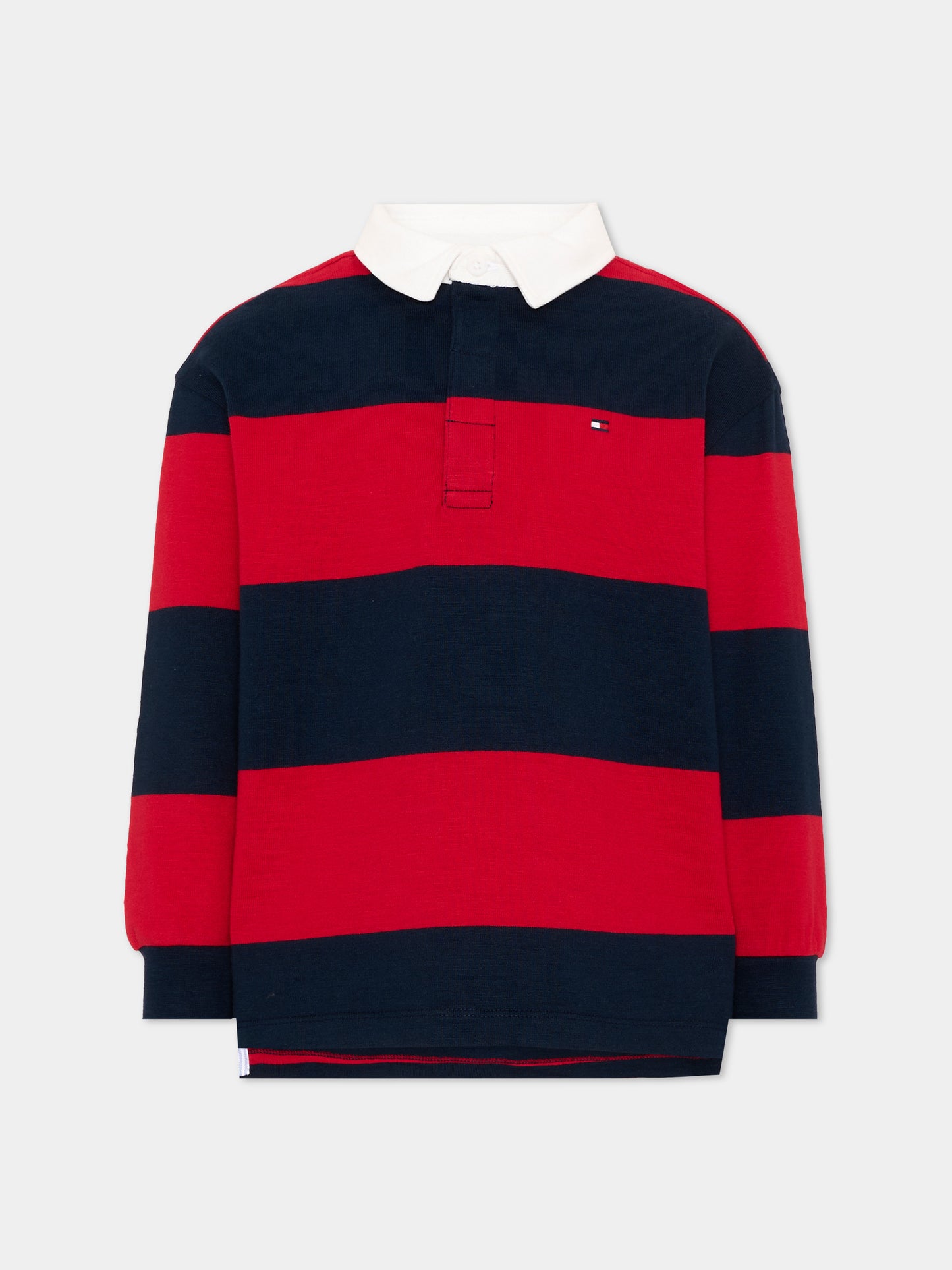 Polo rossa per bambino a righe con logo,Tommy Hilfiger Junior,KB0KB10475 XLG
