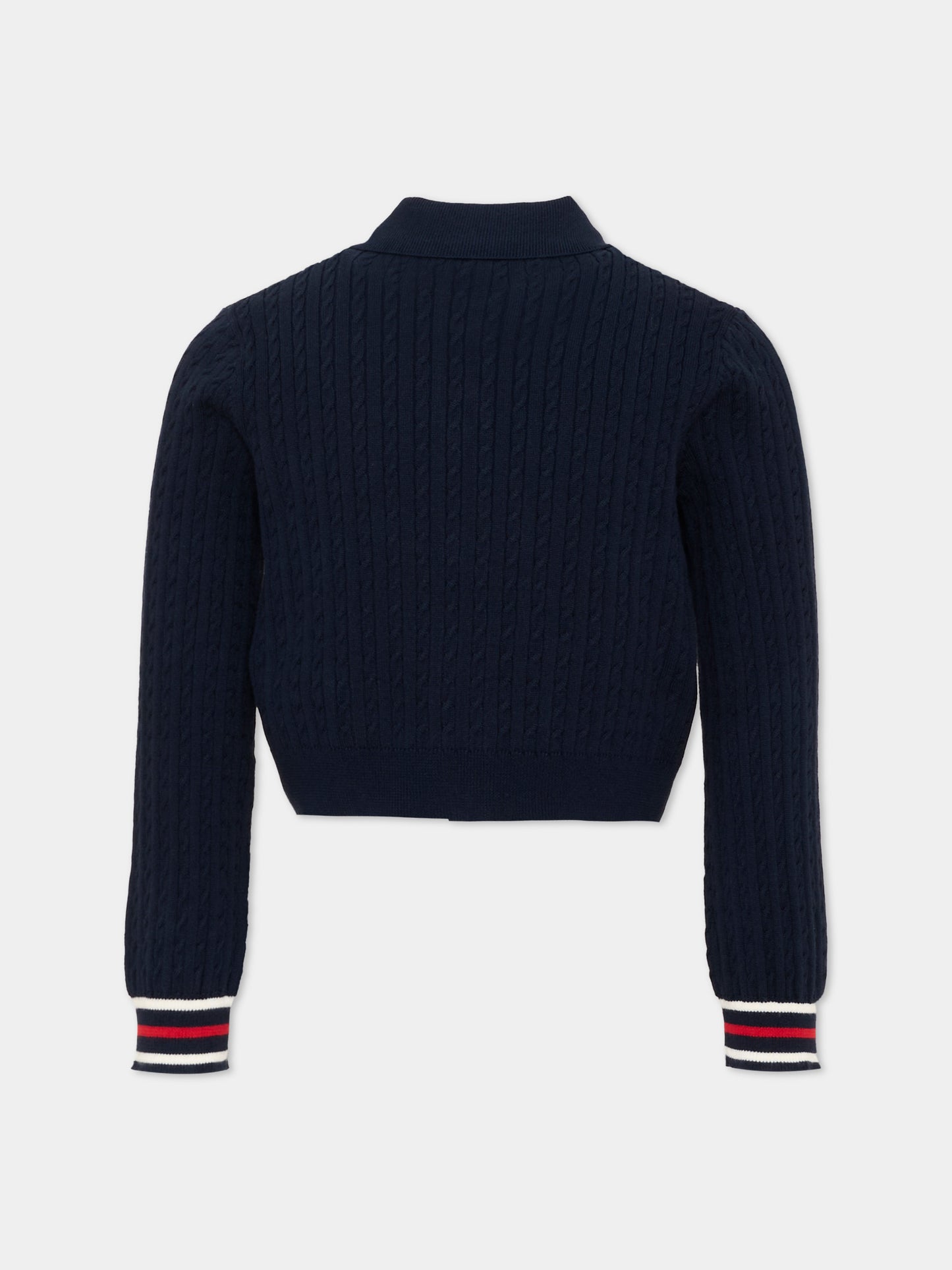 Cardigan blu per bambina righe tricolore,Tommy Hilfiger Junior,KG0KG09429 C1G