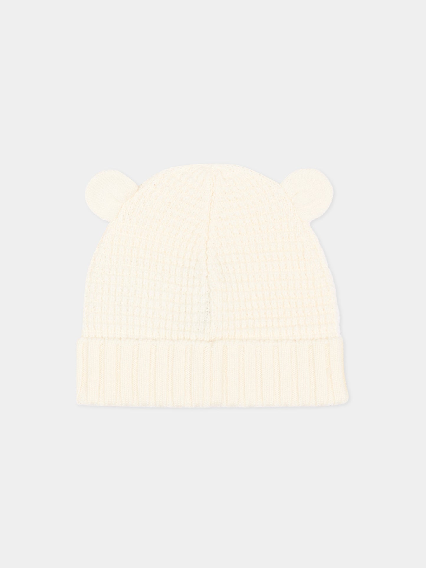 Berretto avorio per neonati con logo,Moncler Kids,L2951 3B00005 M1131 040