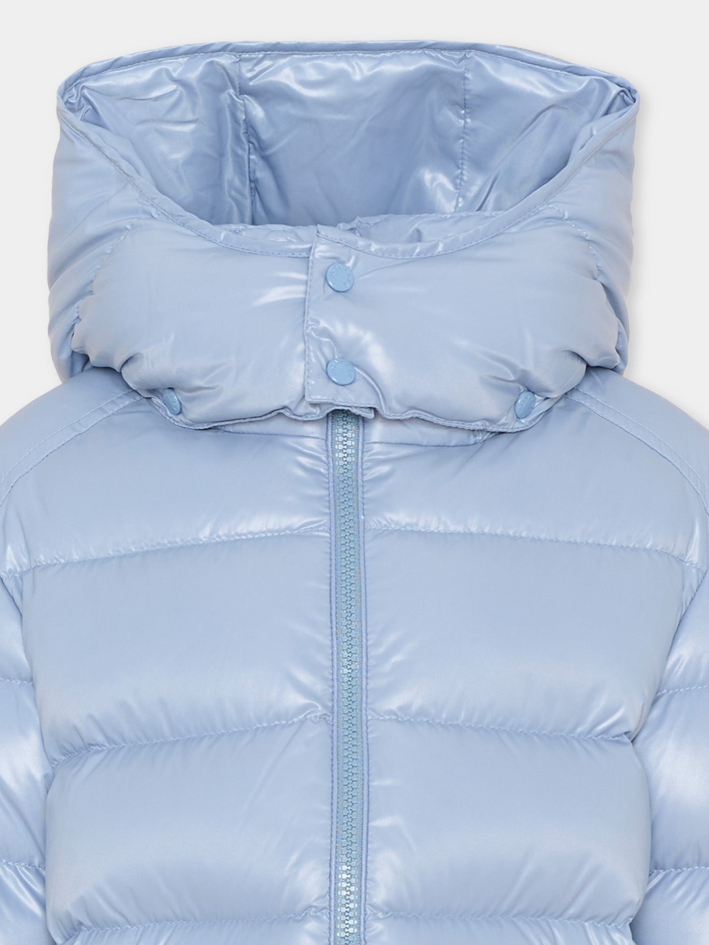 Piumino celeste Maya per bambino con logo,Moncler Kids,L2954 1A12520 68950 715