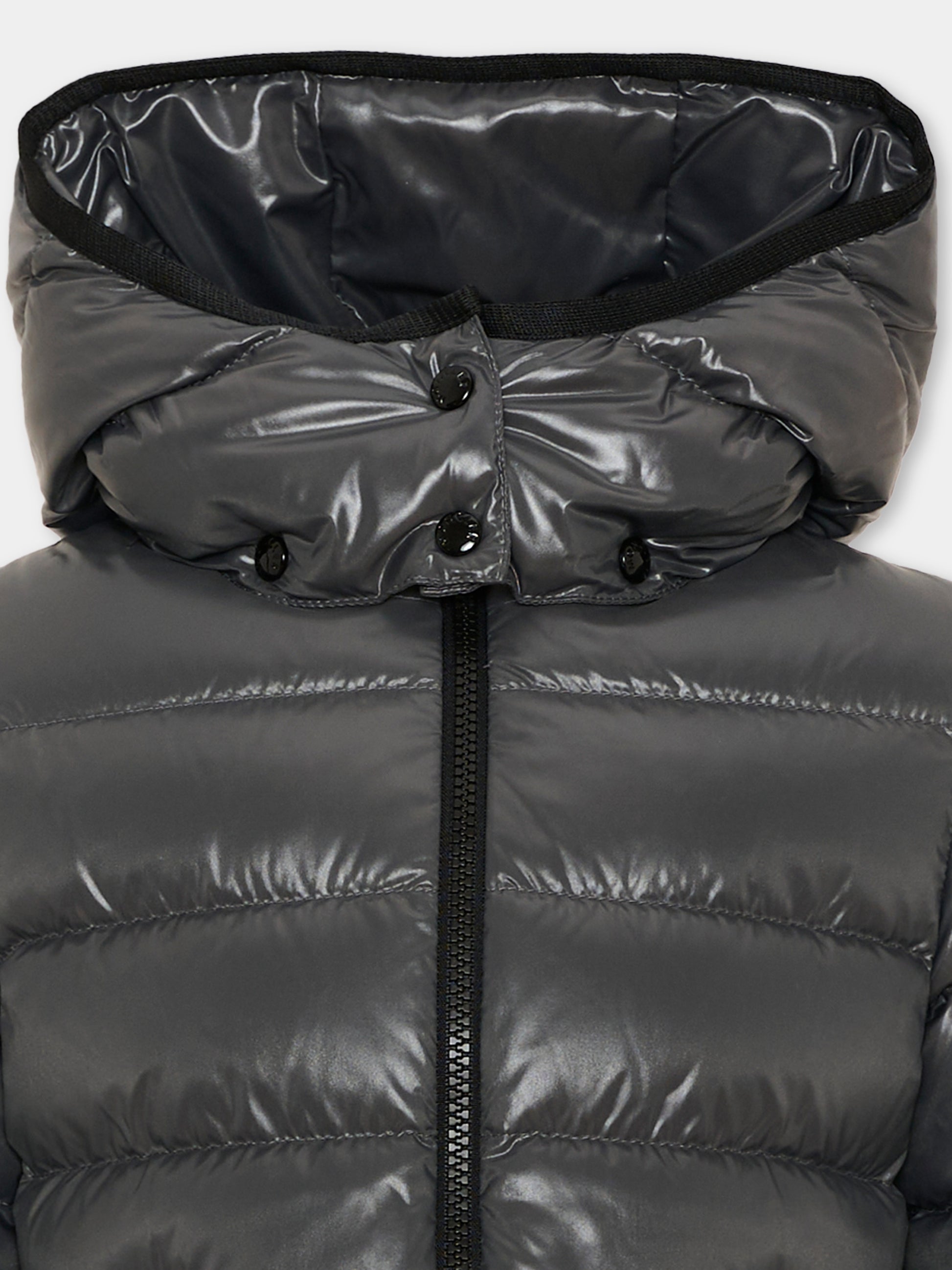 Piumini grigio lucido per bambina,Moncler Kids,L2954 1A52710 68950 92A