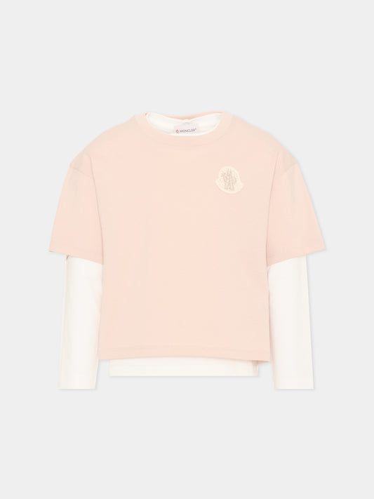 T-Shirt rosa per bambina con logo,Moncler Kids,L2954 8P00001 83907 F05