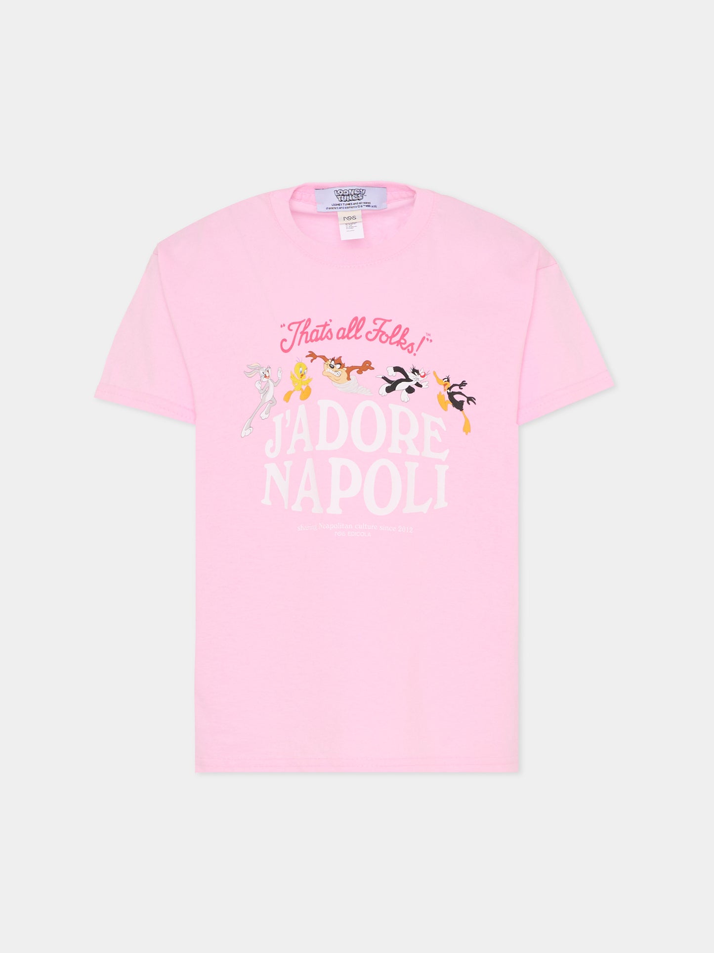 T-shirt rosa per bambina con Looney Tunes,J'adore Napoli,J'ADORE NAPOLI LOONEY TUNES T-SHIRT KIDS PINK