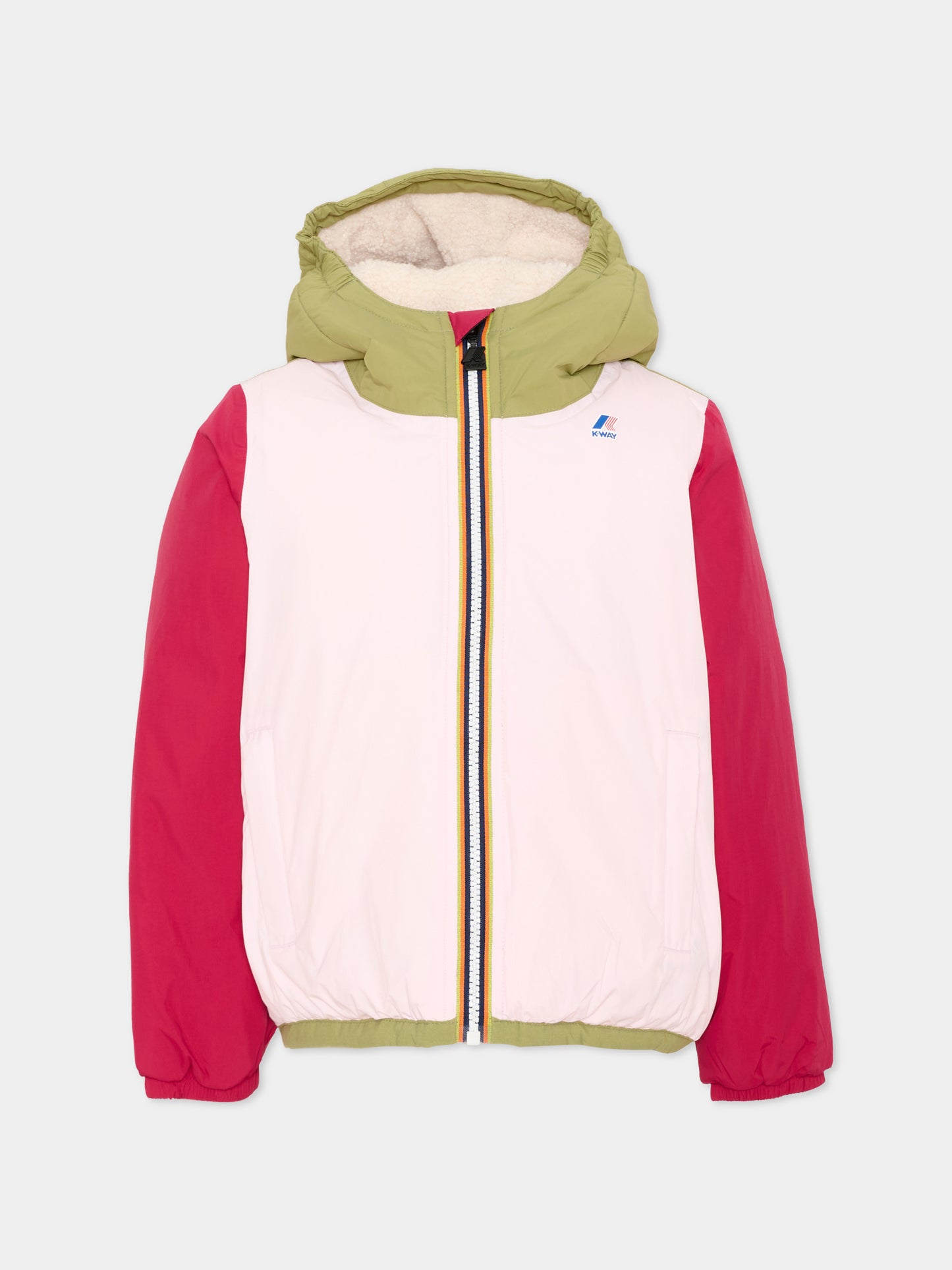 Piumino multicolor Claude Orsetto per bambina con logo,K-way,K7142TW T06
