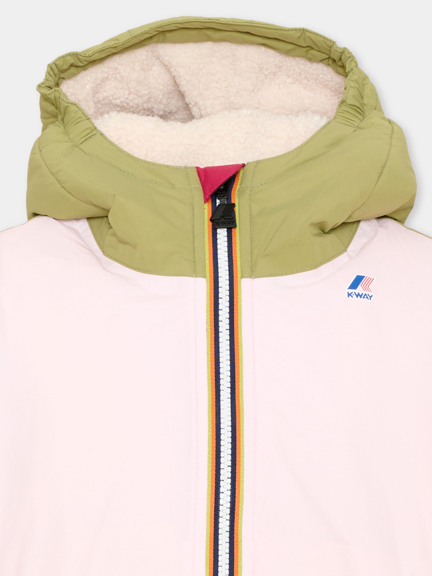 Piumino multicolor Claude Orsetto per bambina con logo,K-way,K7142TW T06