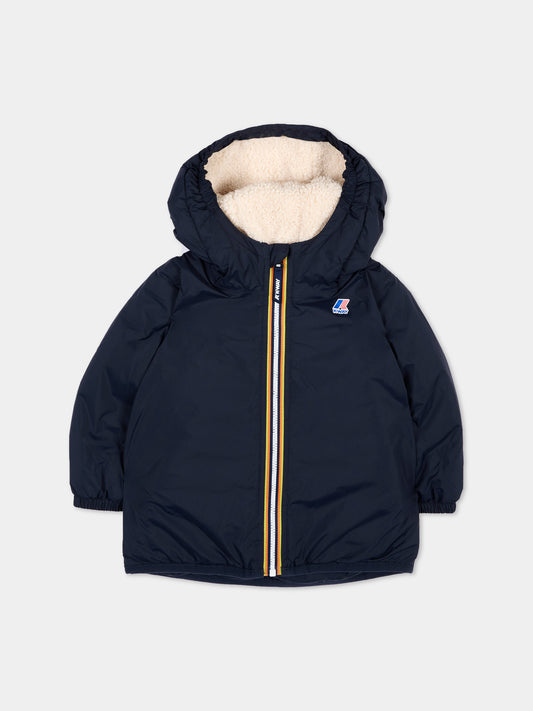 Piumino blu Claudine Orsetto per neonati con logo,K-way,K7142RW K89