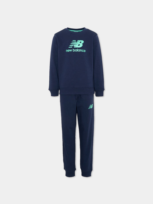 Completo sportivo blu per bambino con logo,New Balance,YS61O845 NNY