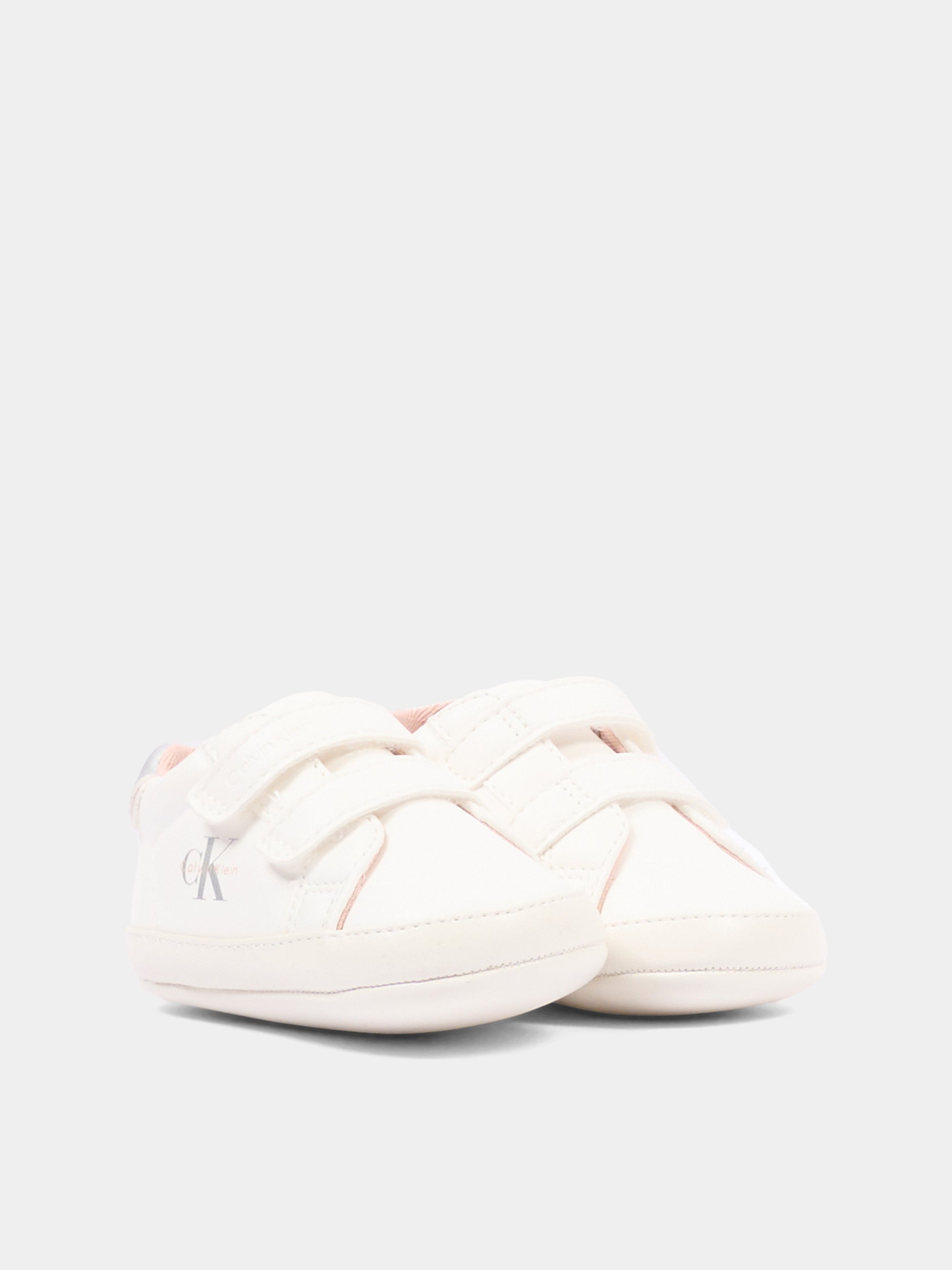 Sneakers bianche per neonata con logo,Calvin Klein Kids,V0A9 83380 1582Y622
