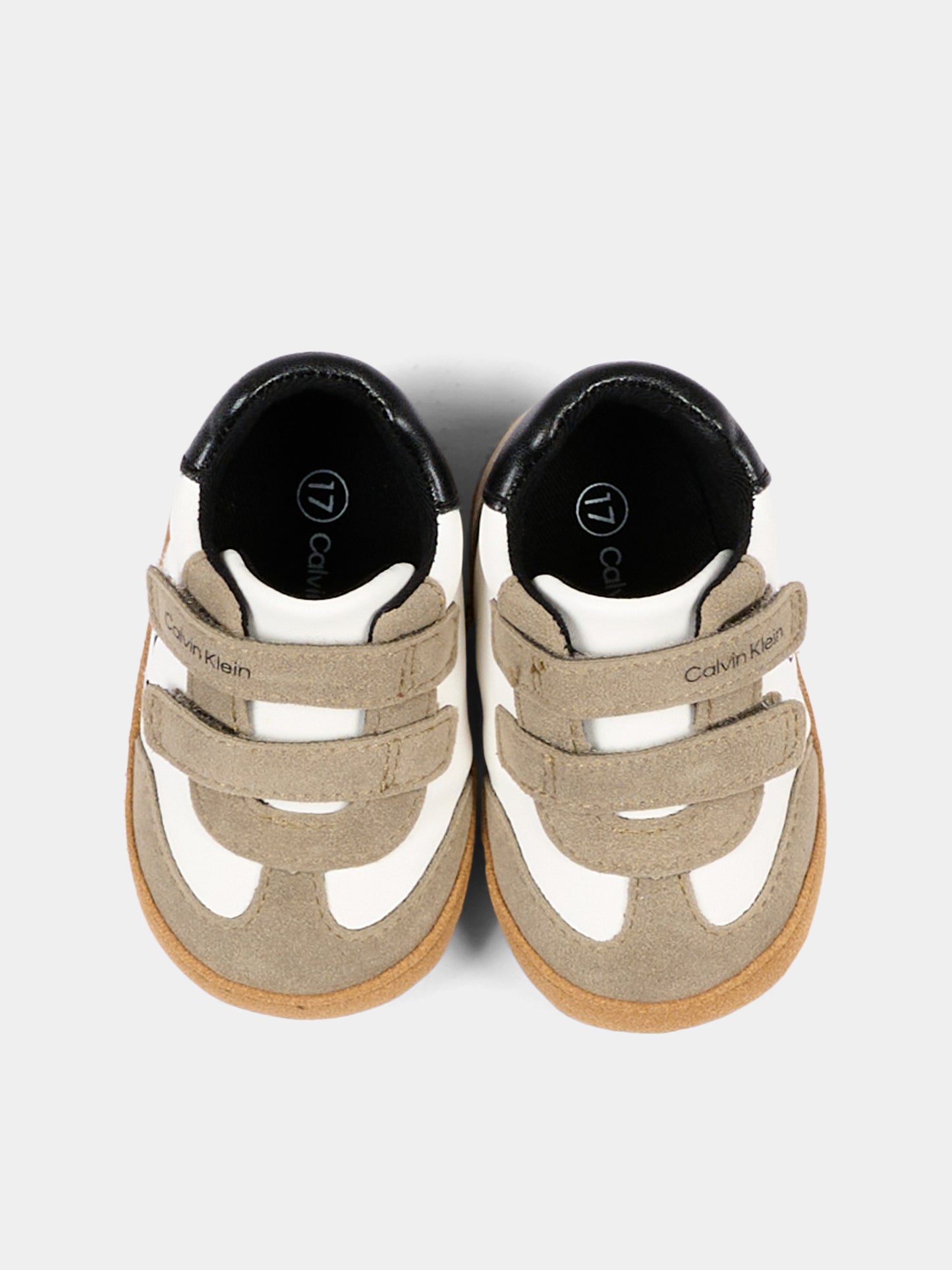 Sneakers beige per neonato con velcro,Calvin Klein Kids,V0B9 83438 1976Y746
