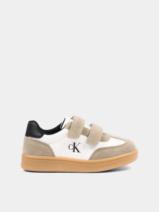 Sneakers beige per bambino con logo,Calvin Klein Kids,V1X9 83443 0318Y746