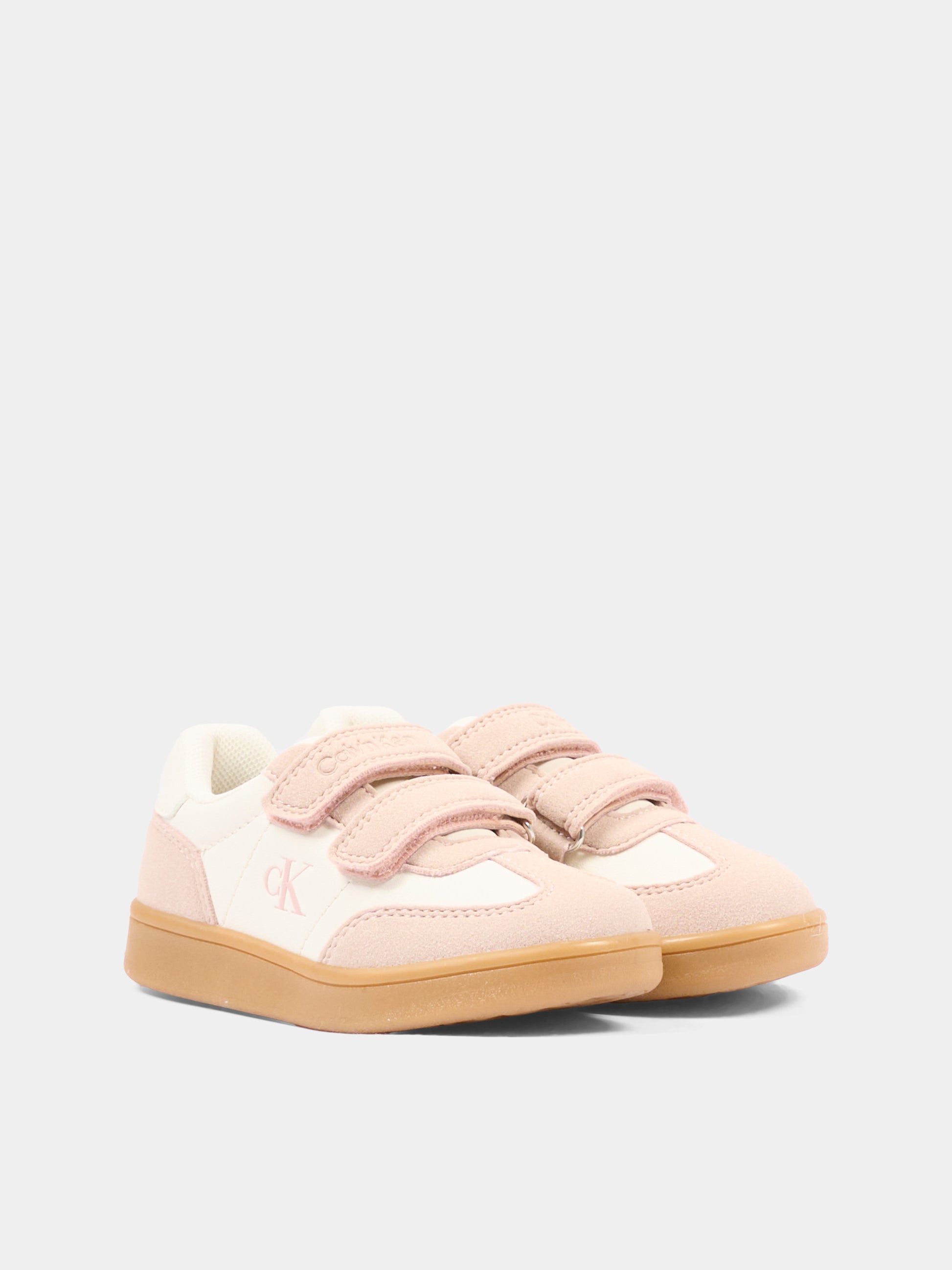 Sneakers avorio per bambina con logo,Calvin Klein Kids,V1A9 83383 1269A999