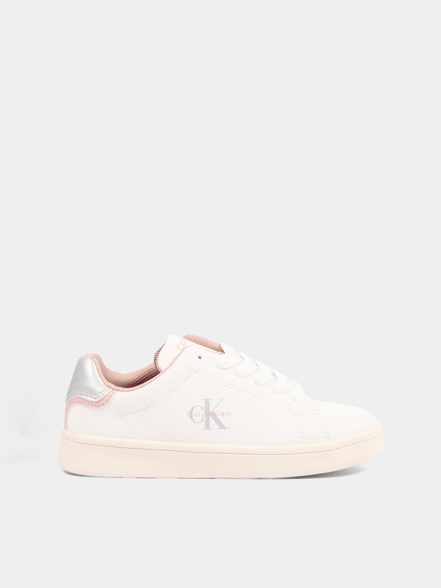 Sneakers bianche per bambina con logo,Calvin Klein Kids,V3A9 83386 1355Y622
