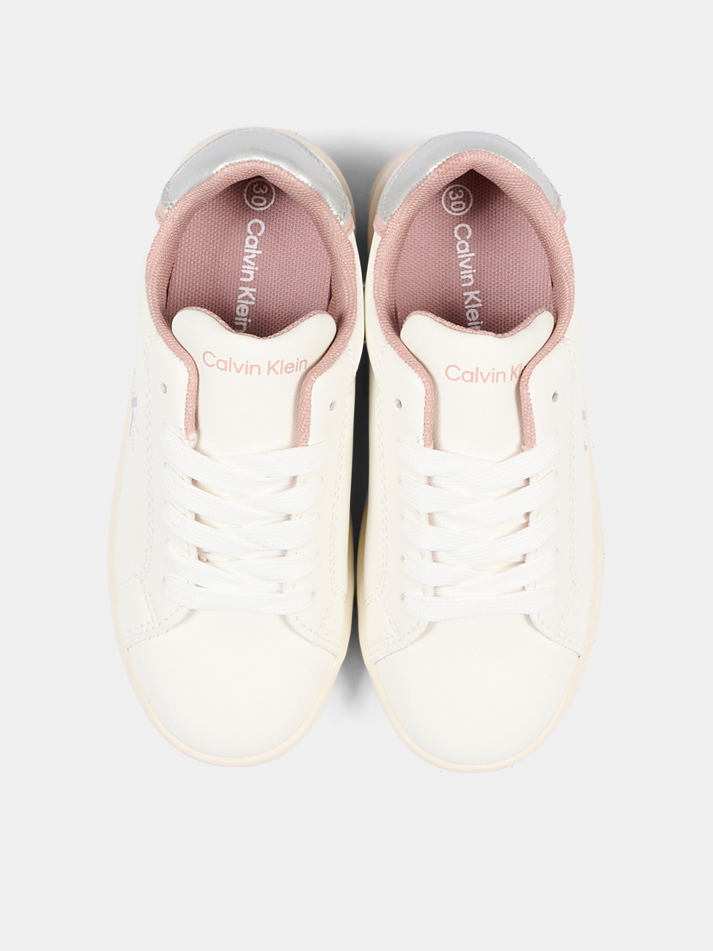 Sneakers bianche per bambina con logo,Calvin Klein Kids,V3A9 83386 1355Y622