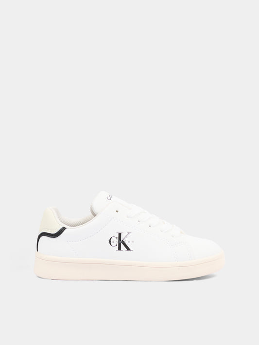 Sneakers bianche per bambini con logo,Calvin Klein Kids,V3X9 83447 1355Y631