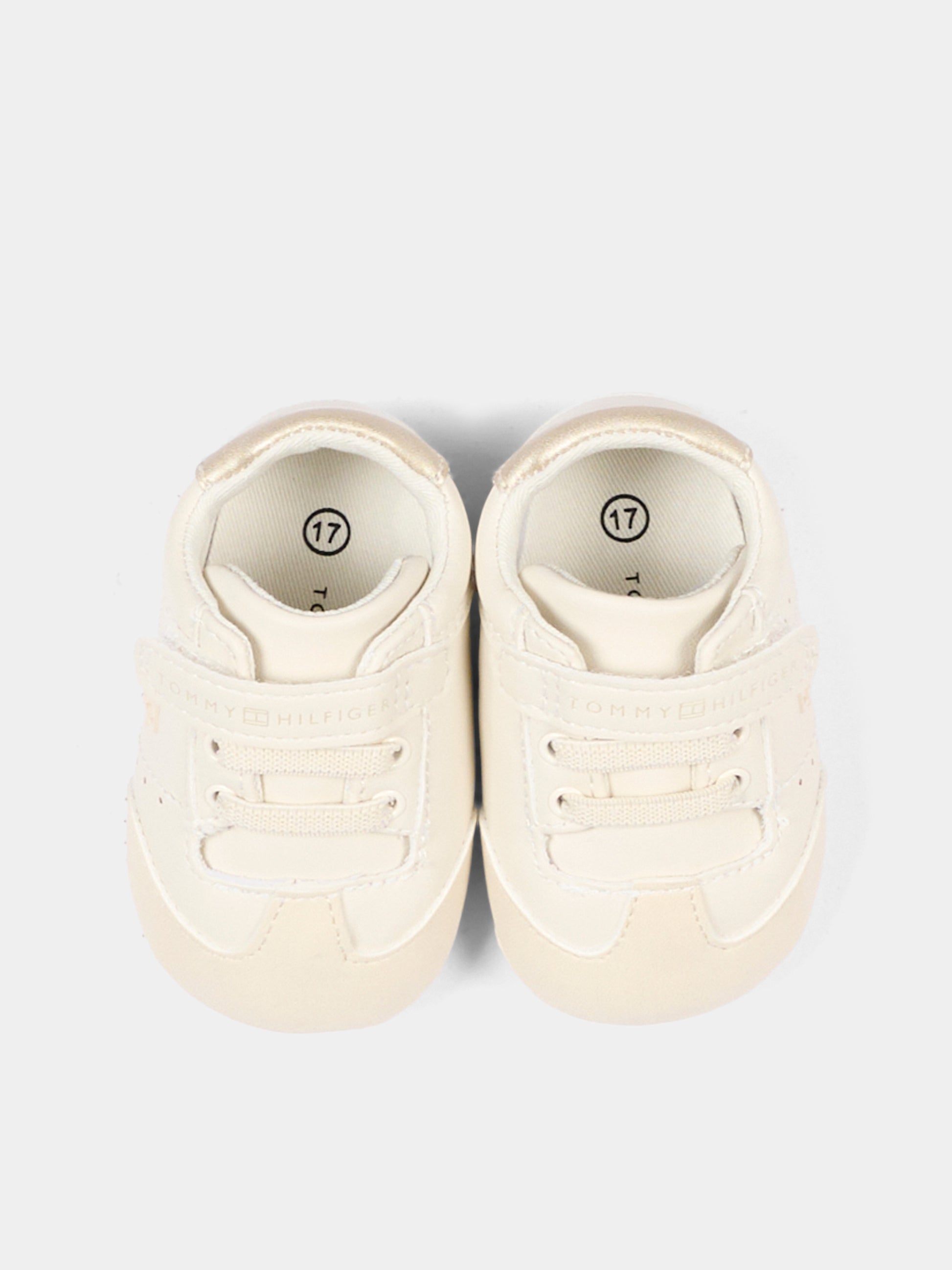 Sneakers avorio per neonati con logo,Tommy Hilfiger Junior,T0A9 35058 1755A681