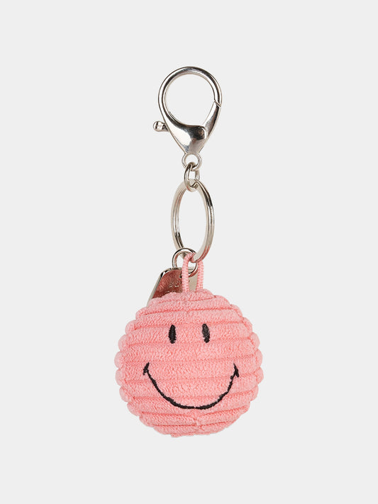 Portachiavi Smile rosa per bambina,Bon Ton Toys,SMILEY KEYCHAIN ECO COURDUROY BUBBLEGUM PINK