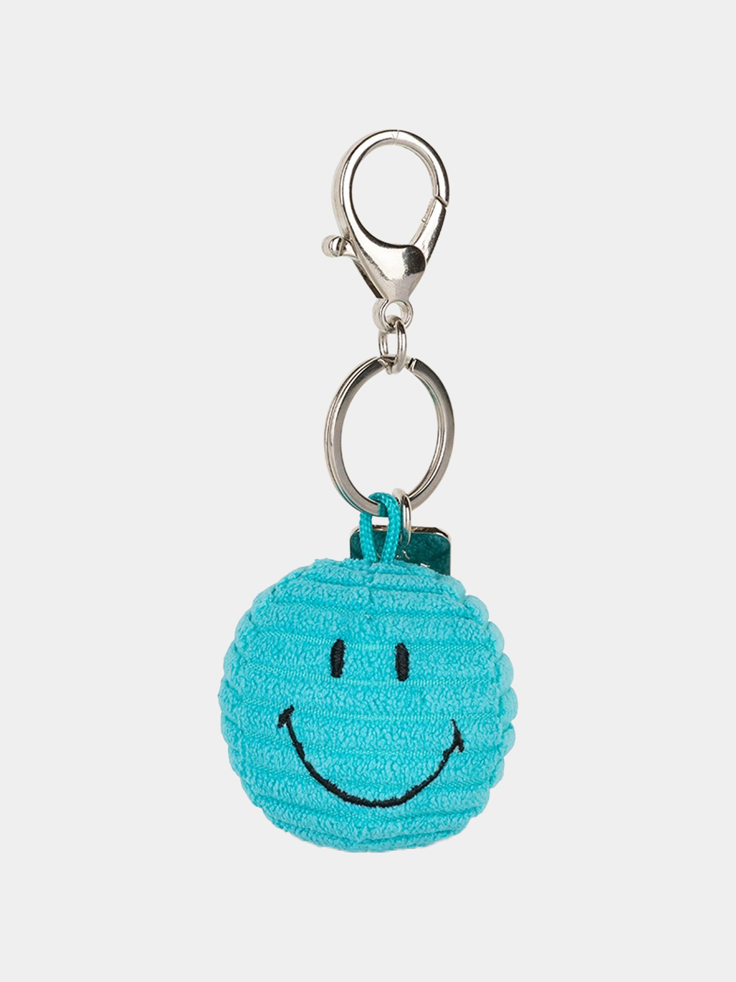 Portachiavi Smile verde acqua per bambini,Bon Ton Toys,SMILEY KEYCHAIN ECO COURDUROY TEAL