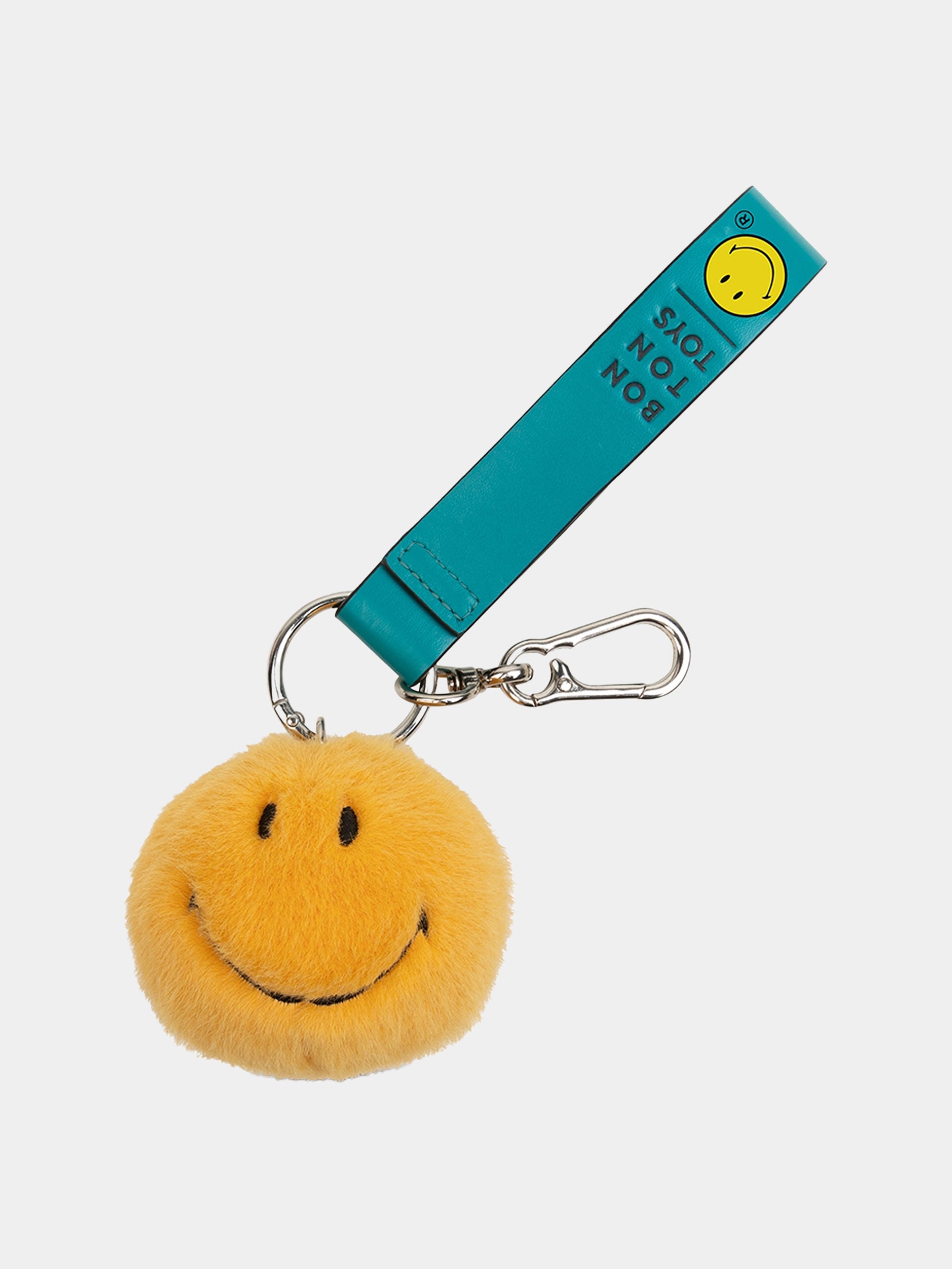 Portachiavi Smile giallo per bambini,Bon Ton Toys,SMILEY ECO FUZZY BAG CHARM YELLOW