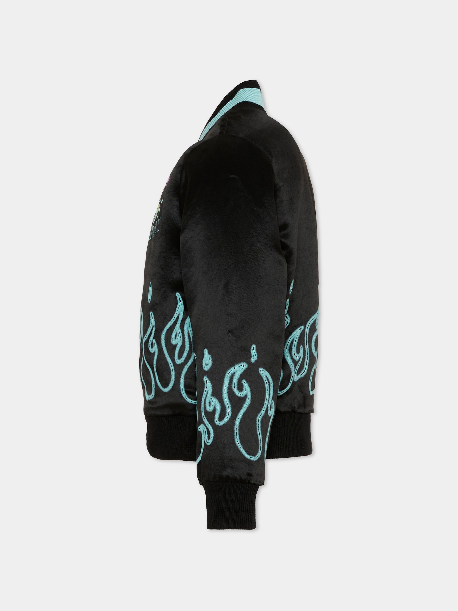 Bomber nero per bambino con fiamme,Amiri,ACOUJA1006 001 BLACK