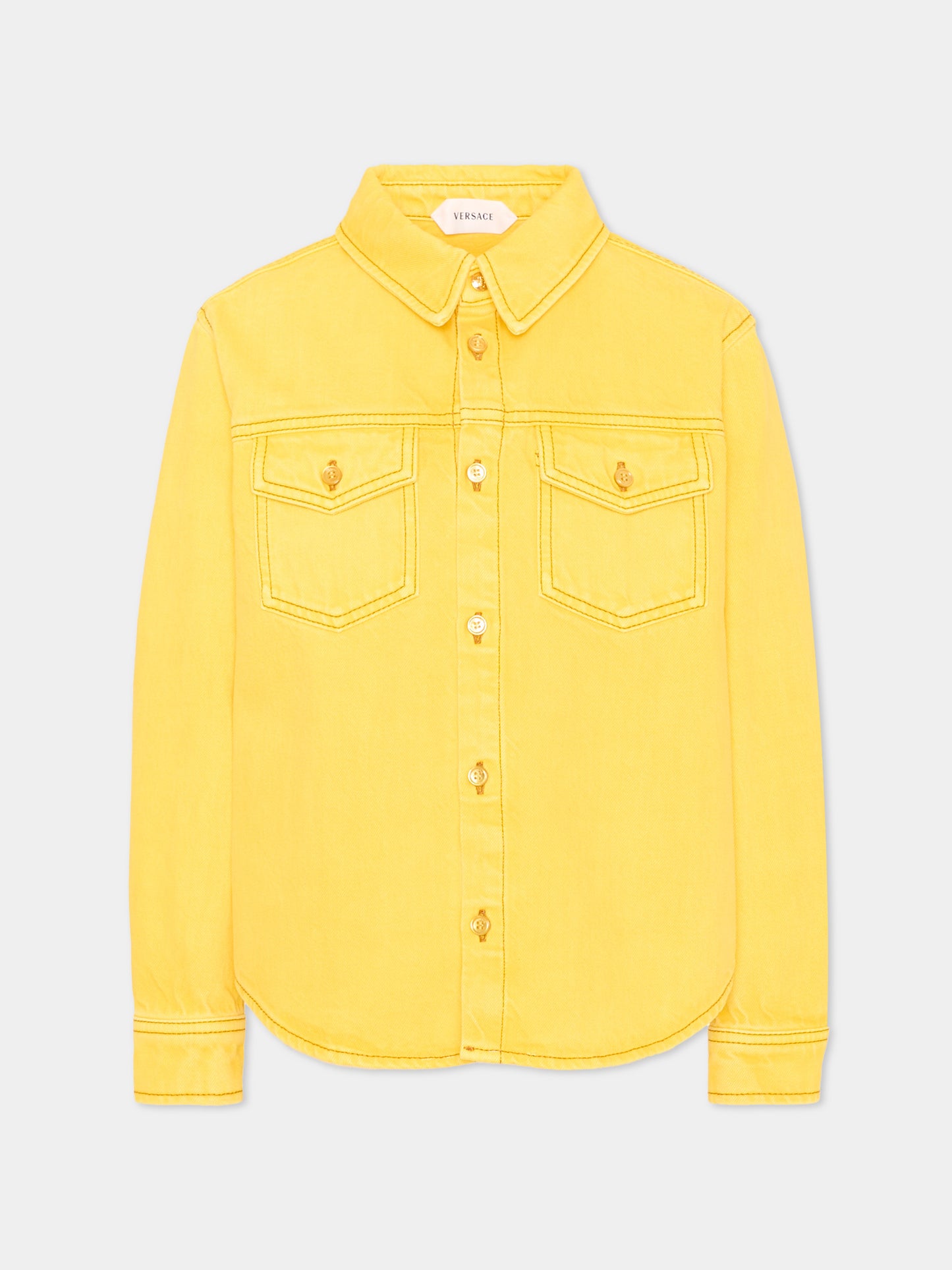 Giubbotto di jeans giallo per bambini,Versace,1024671 1A18198 1D170
