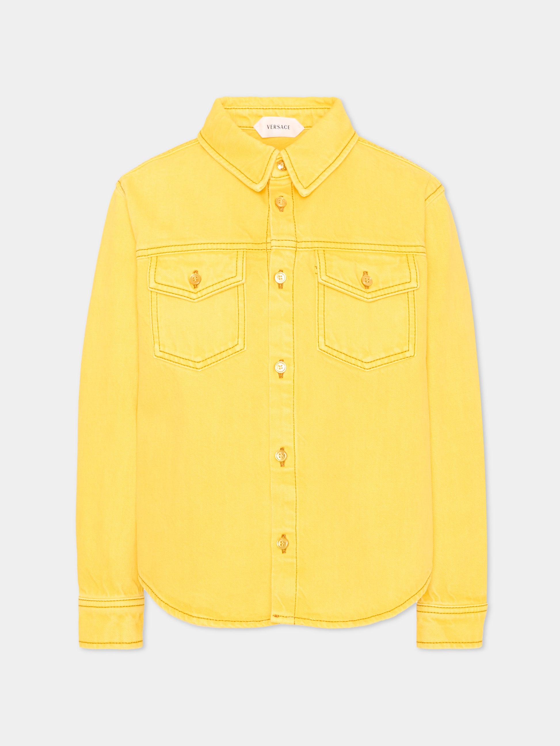 Giubbotto di jeans giallo per bambini,Versace,1024671 1A18198 1D170