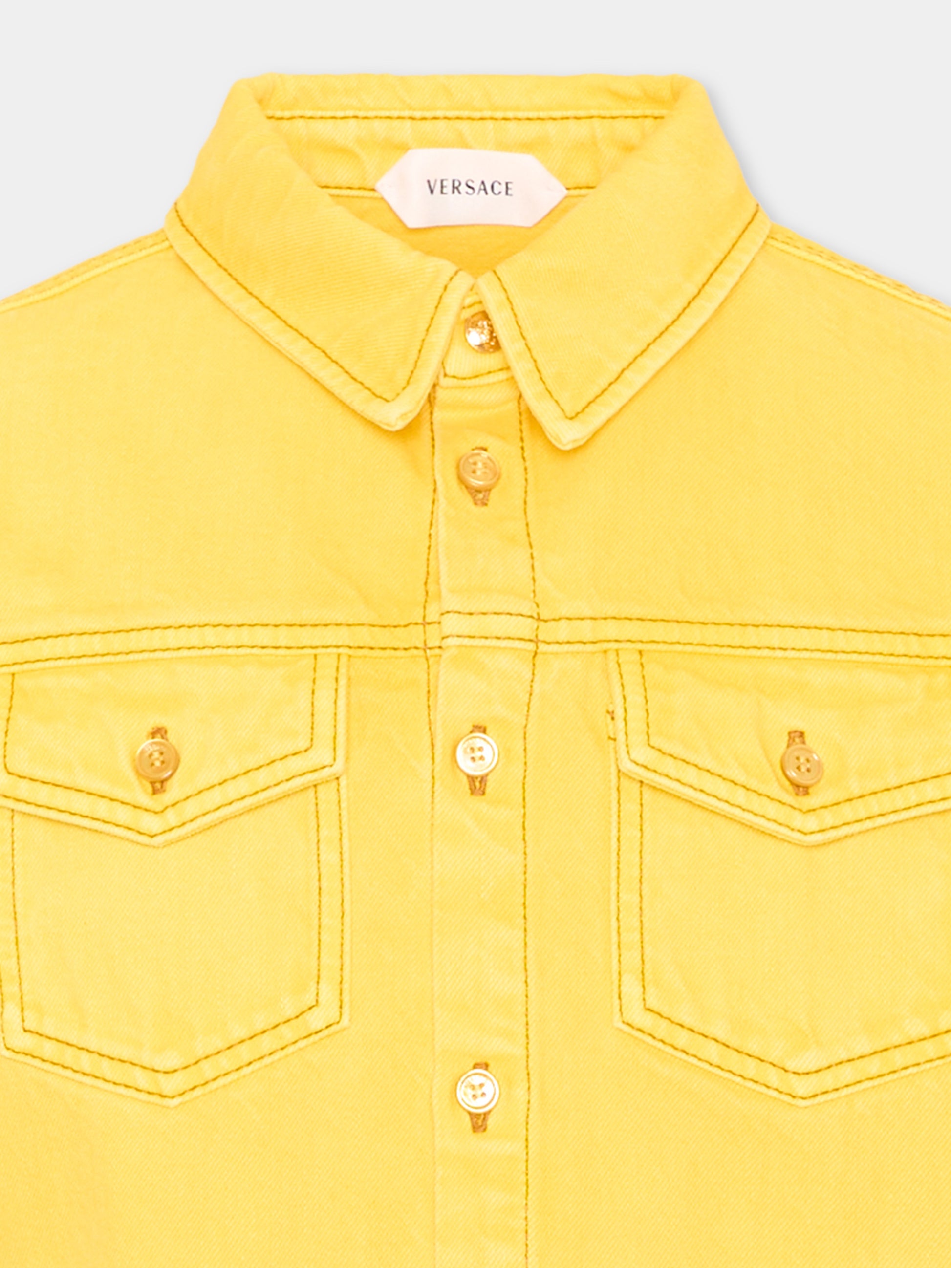 Giubbotto di jeans giallo per bambini,Versace,1024671 1A18198 1D170