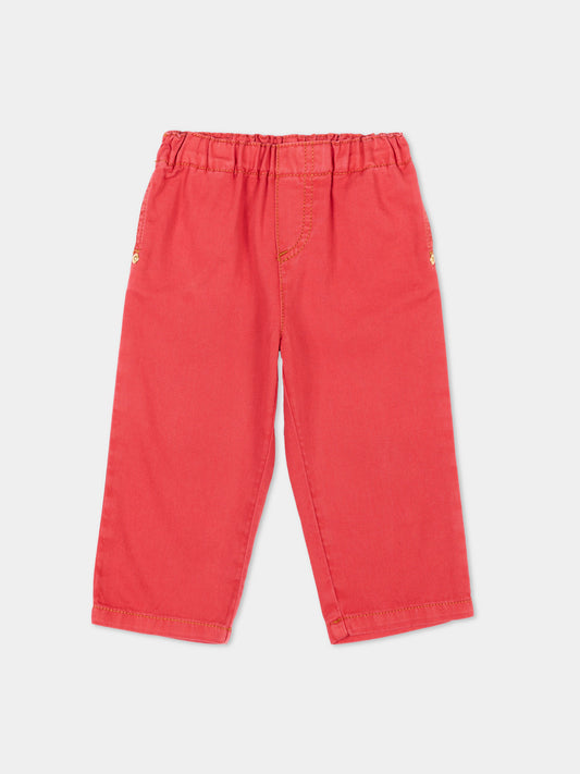 Jeans rosso per neonati con patch,Versace,1025060 1A18202 1D160
