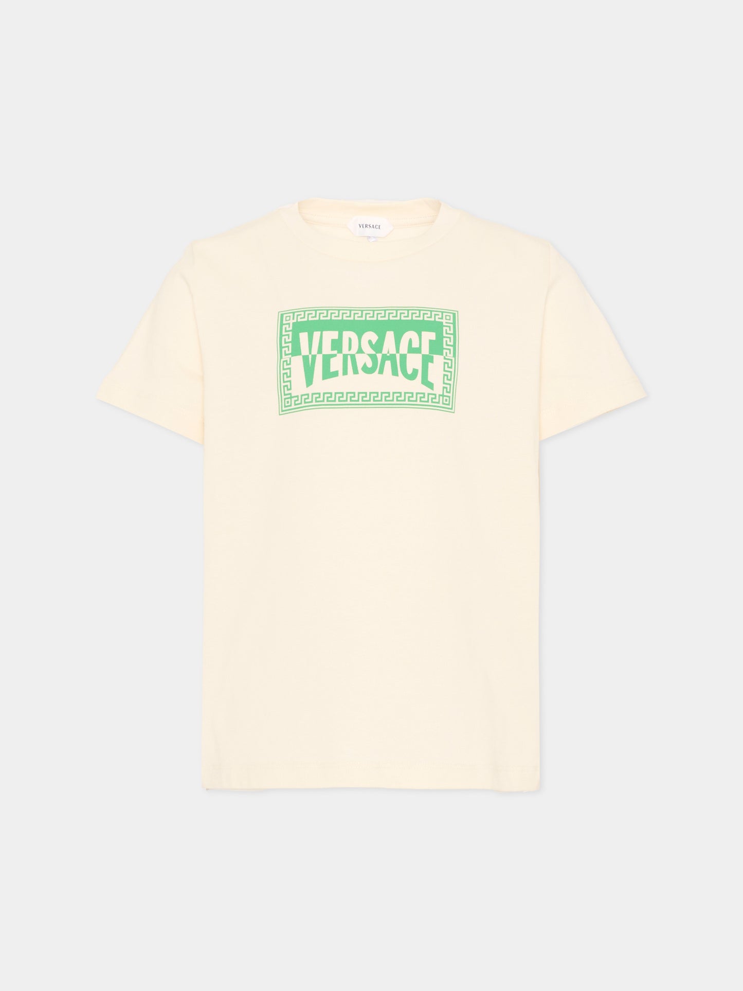T-Shirt avorio per bambini con logo,Versace,1024946 1A16958 2YF20
