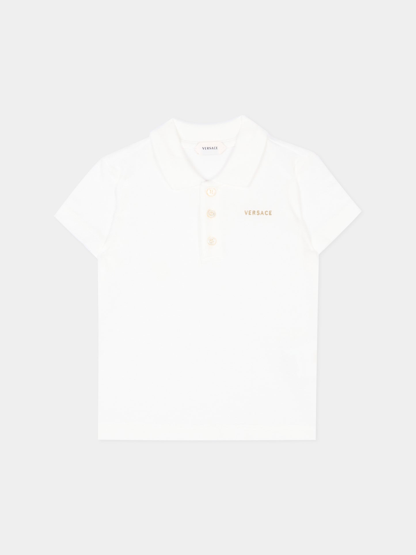 Polo bianca per neonato con logo,Versace,1025178 1A18165 2WO30