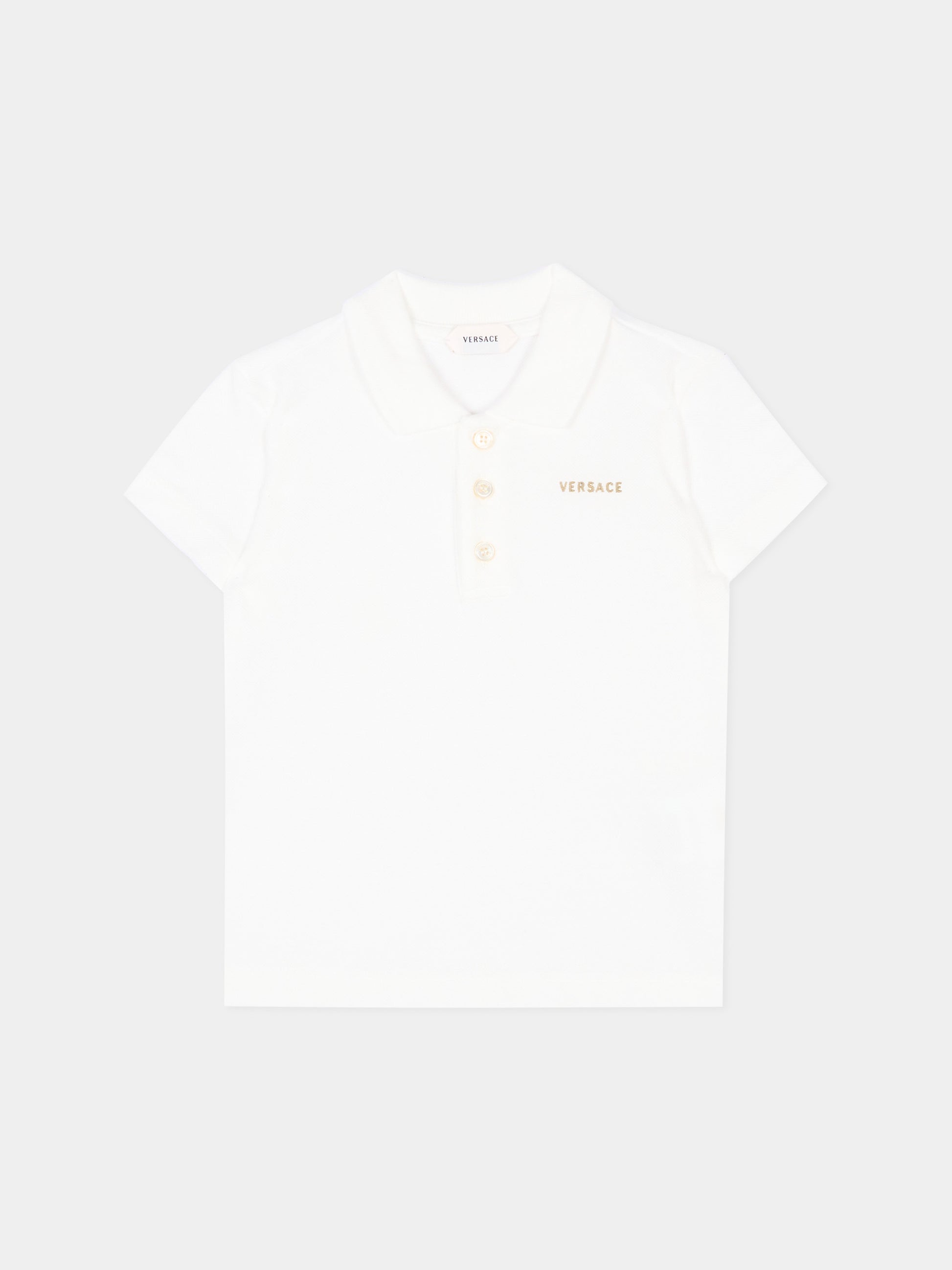 Polo bianca per neonato con logo,Versace,1025178 1A18165 2WO30