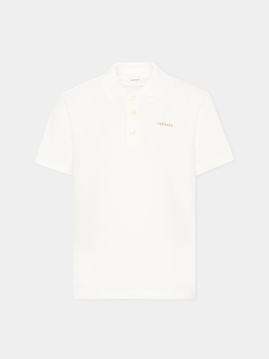 Polo bianca per bambino con logo,Versace,1024997 1A18165 2WO30