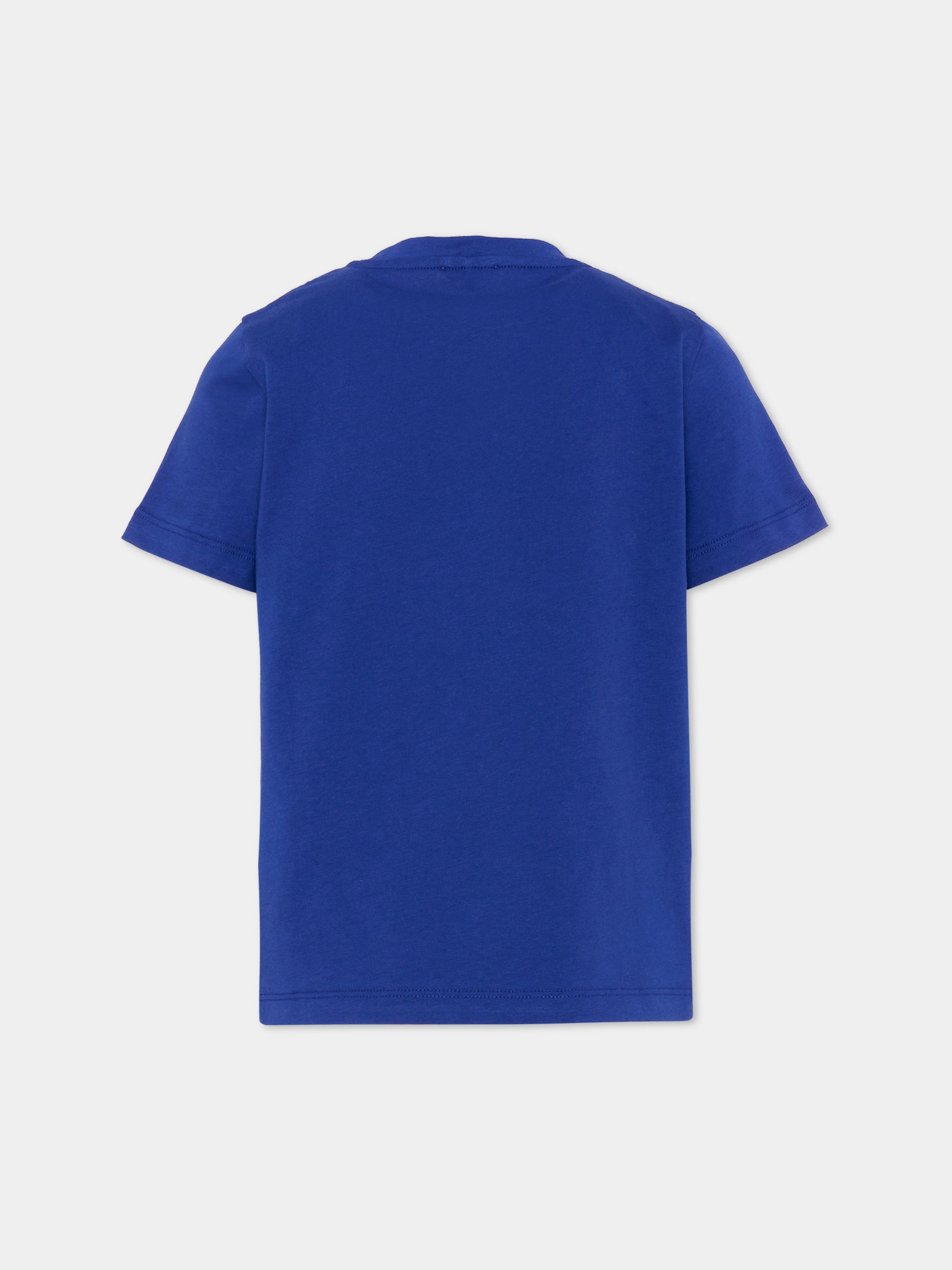 T-Shirt blu per bambino con logo,Versace,1024946 1A18123 2U0K0