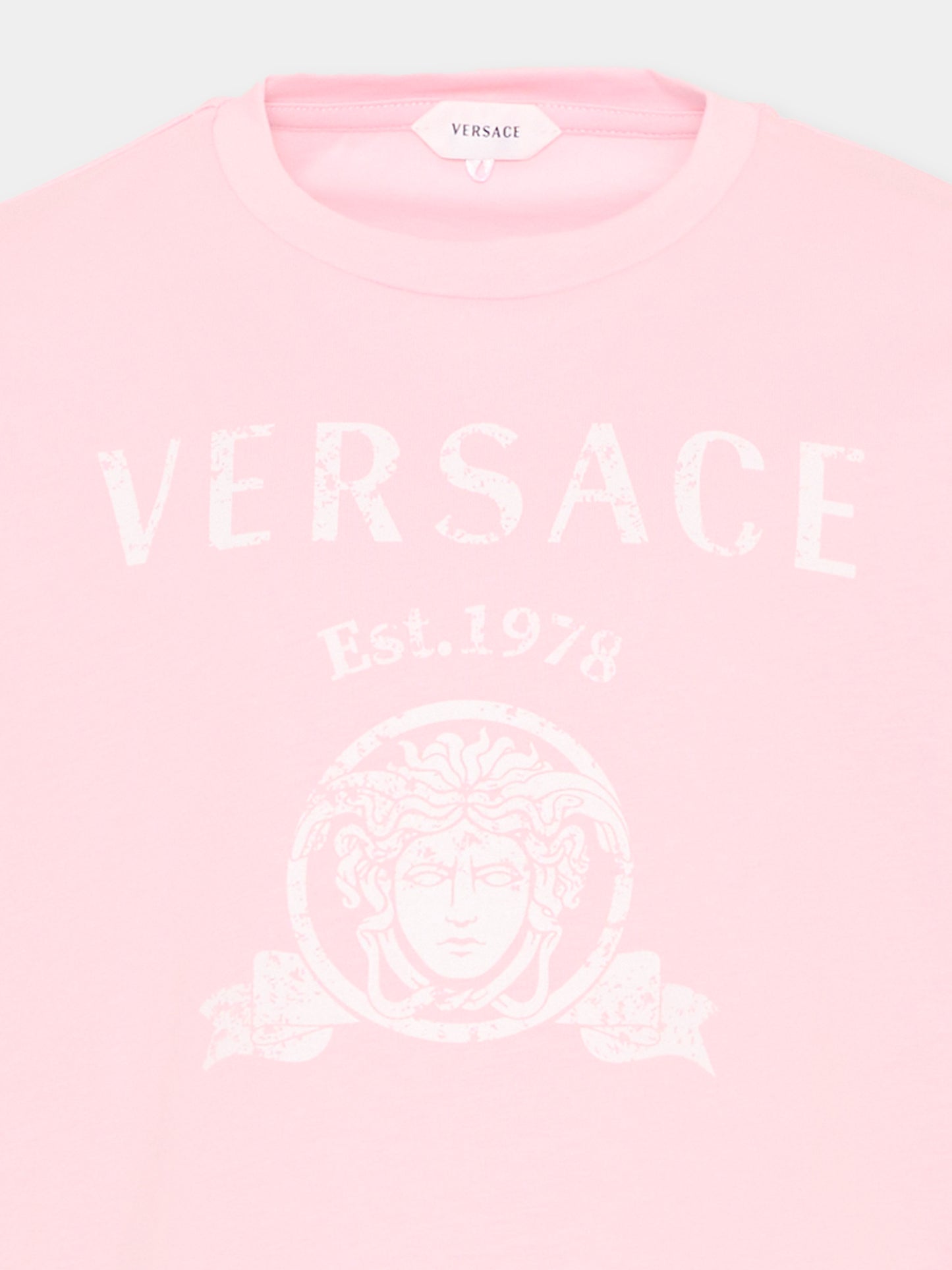 T-Shirt rosa per bambina con logo,Versace,1024946 1A18123 2PS80