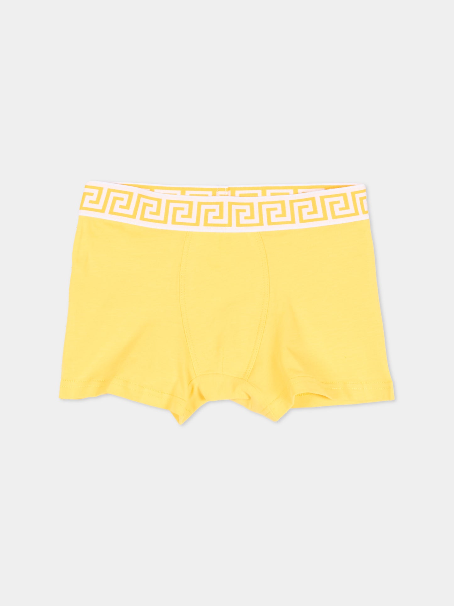 Boxer multicolor per bambino con bordo greca,Versace,1025244 1A18280 2YE70