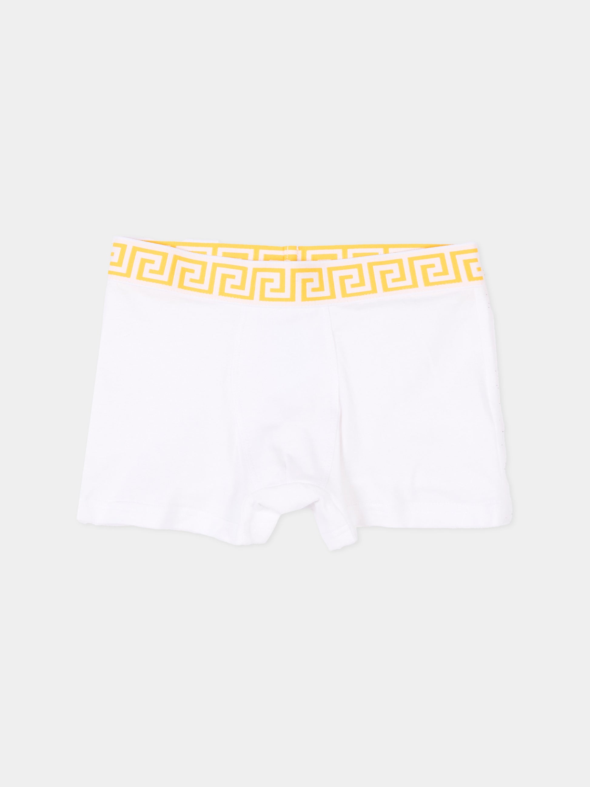 Boxer multicolor per bambino con bordo greca,Versace,1025244 1A18280 2YE70