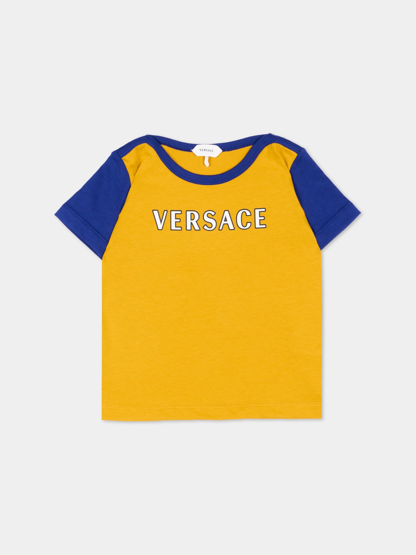 T-Shirt gialla per neonato con logo,Versace,1025174 1A18129 6Y540