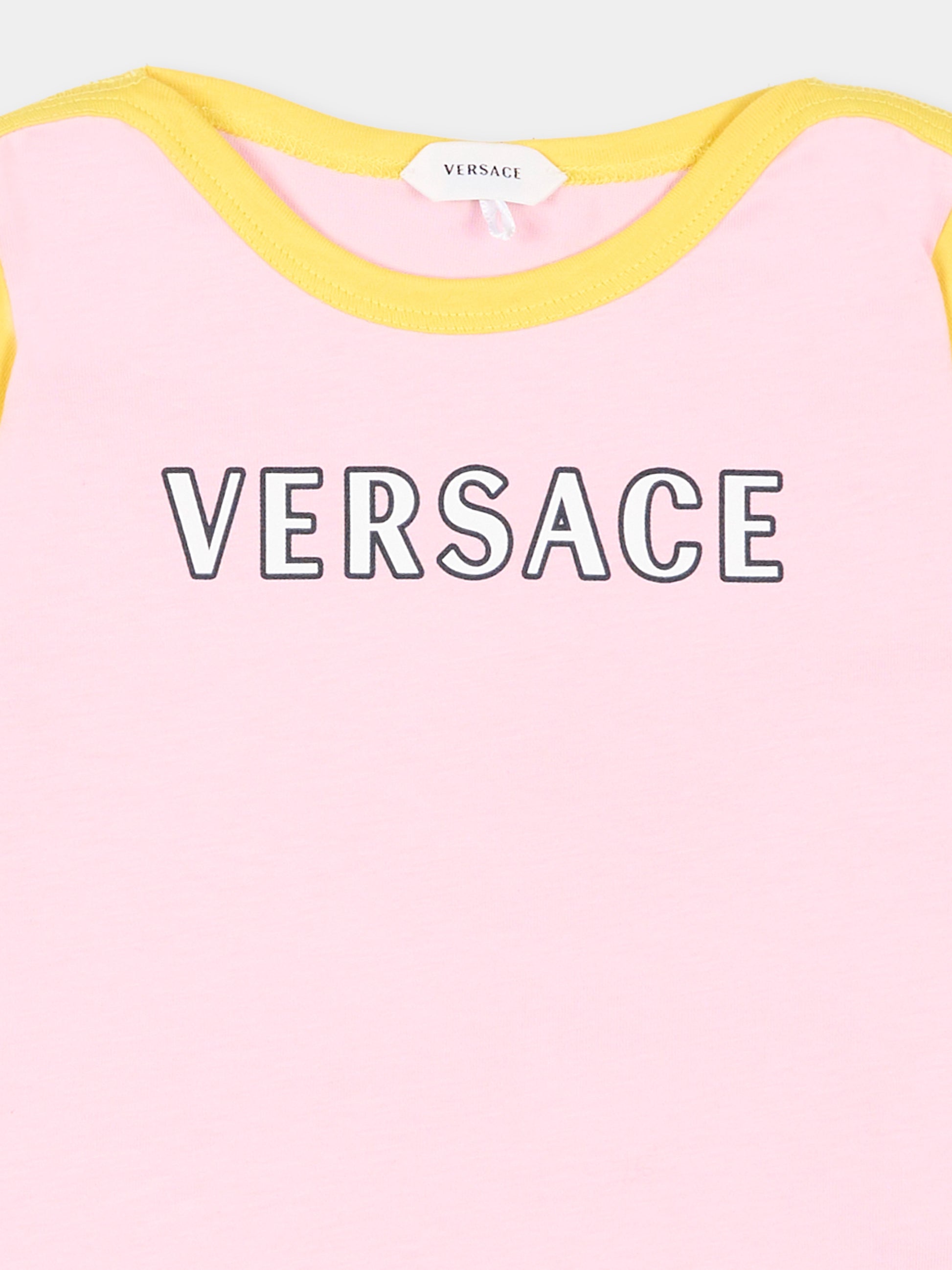 T-Shirt rosa per neonata con logo,Versace,1025174 1A18129 6PD90