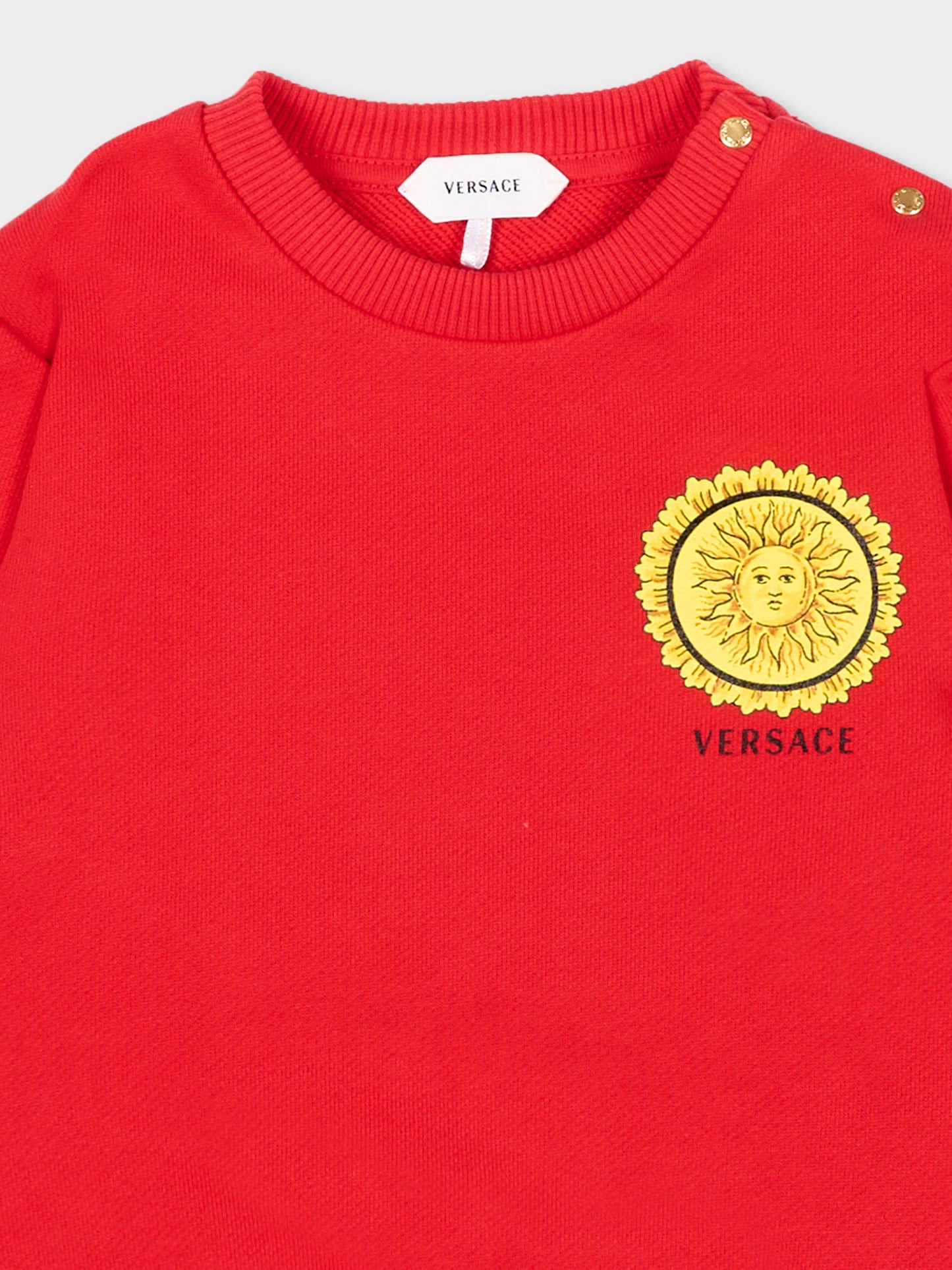 Felpa rossa  per neonati con logo,Versace,1025164 1A18245 6R710