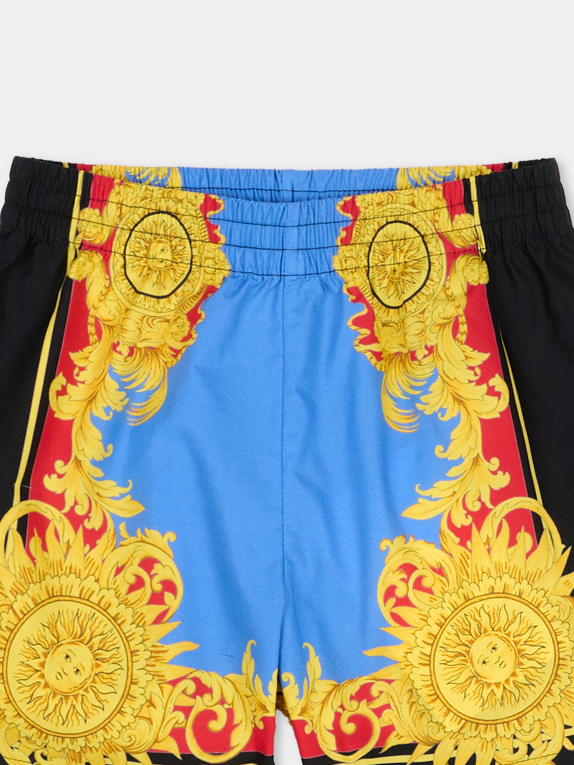 Shorts multicolor per neonato con stampa barocca,Versace,1025205 1A18114 5UG70