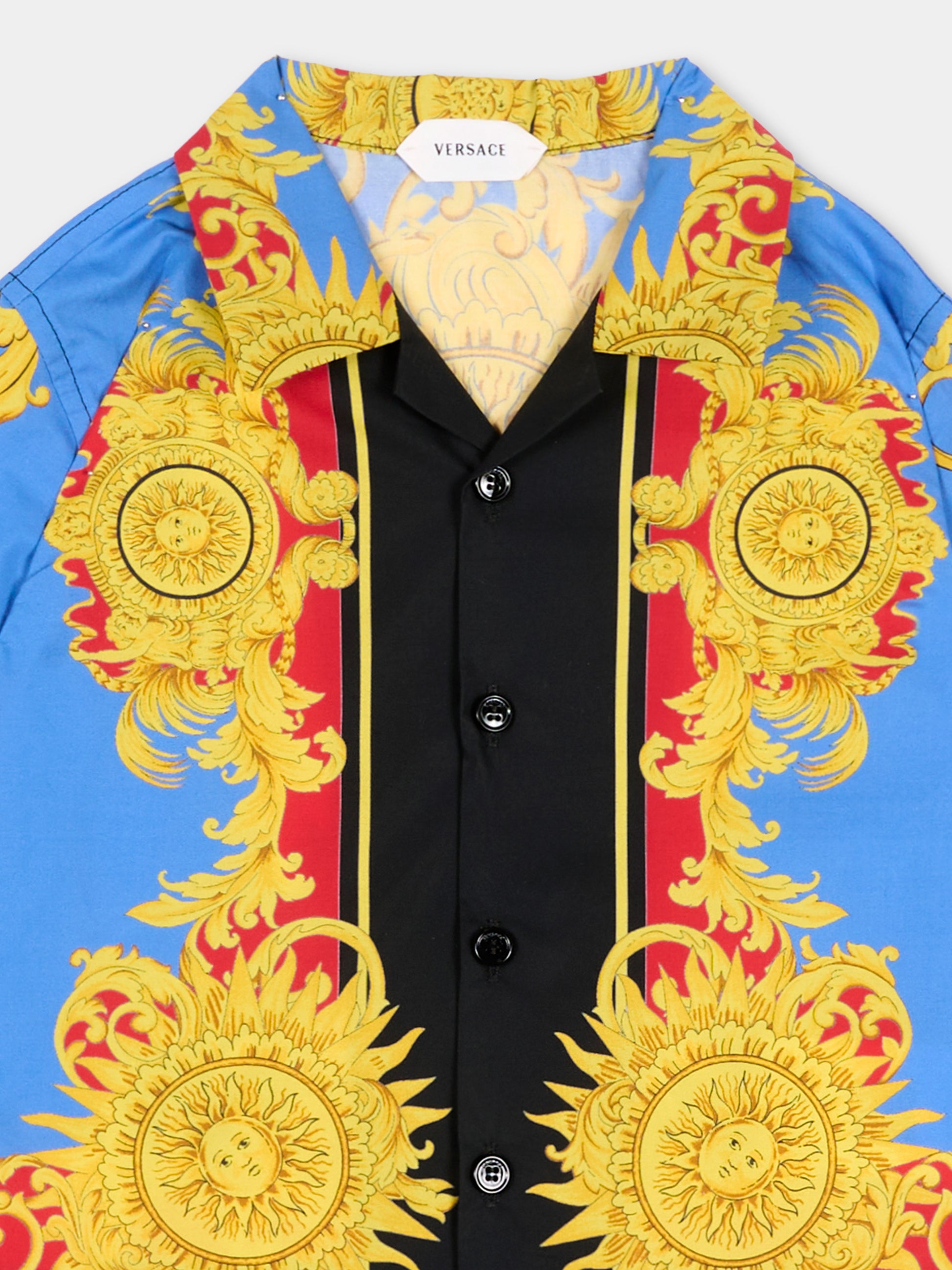 Camicia a maniche corte multicolor per neonato con stampa barocca per neonato,Versace,1025157 1A18114 5UG70