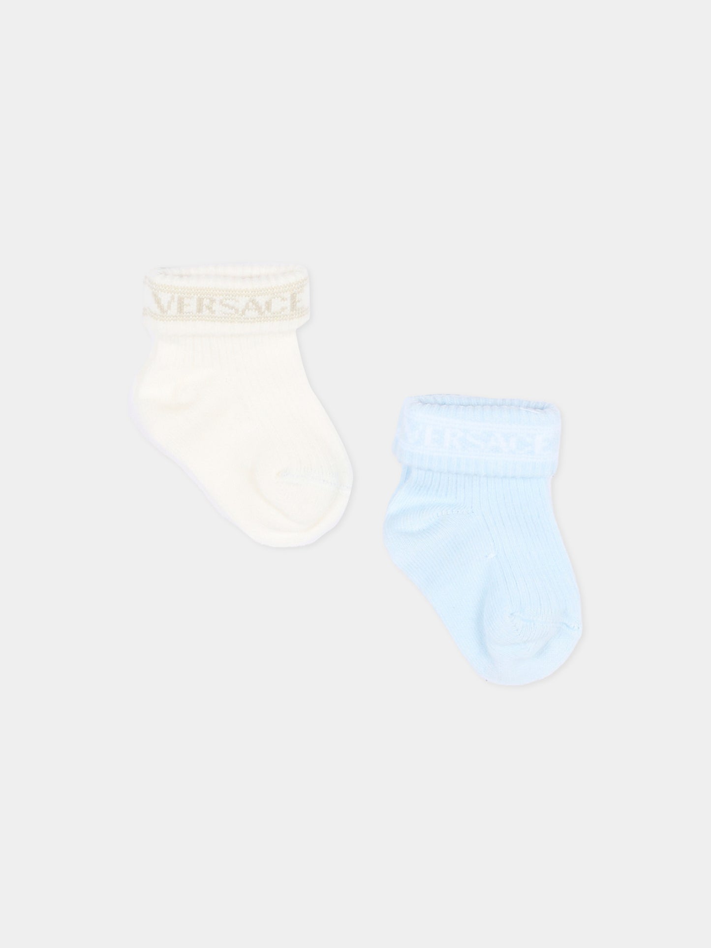 Calzini multicolor per neonato con logo,Versace,1022527 1A18061 6WN40
