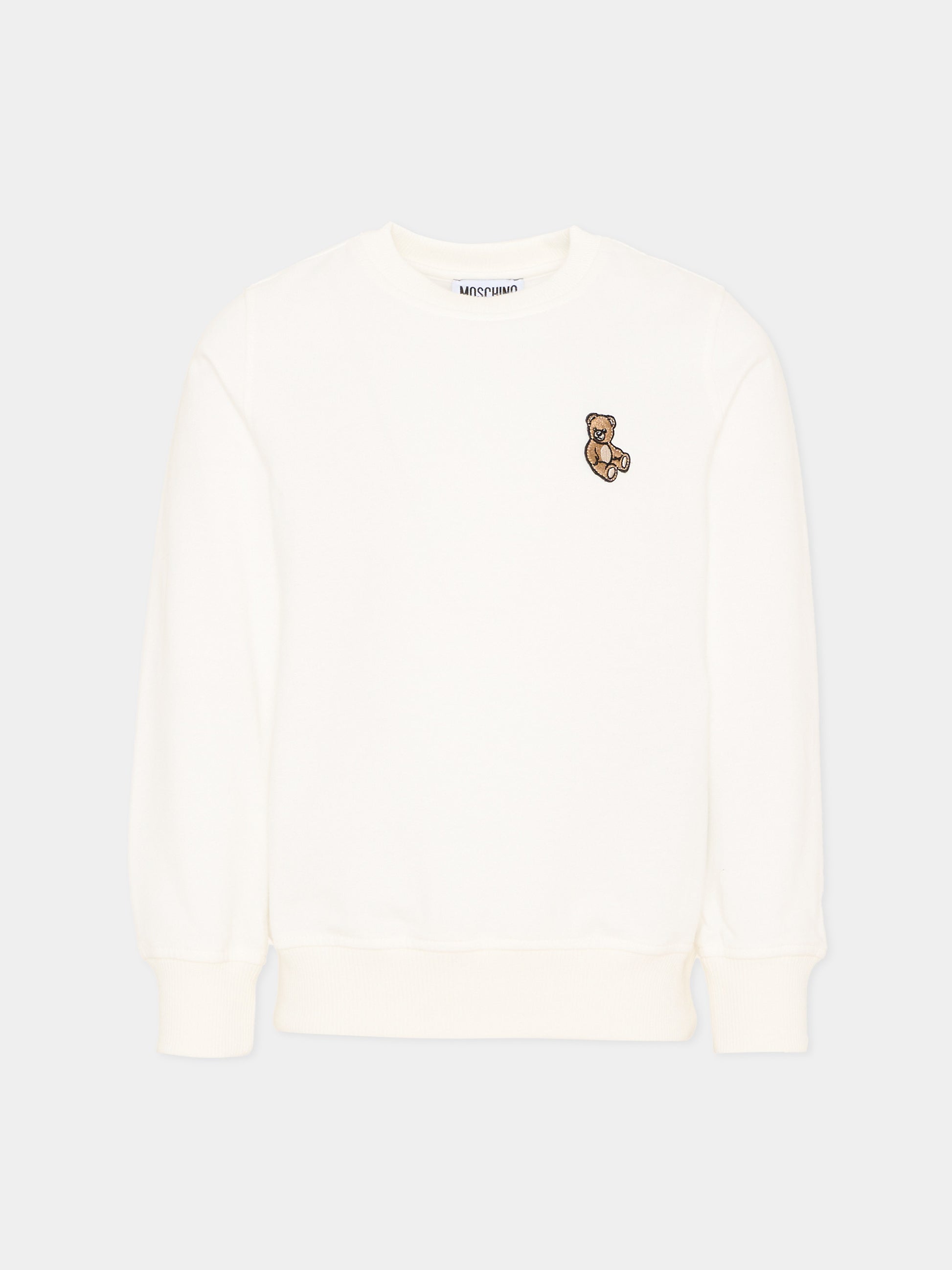 Felpa avorio per bambini con teddy bear,Moschino Kids,HRF08V LCA40 10063