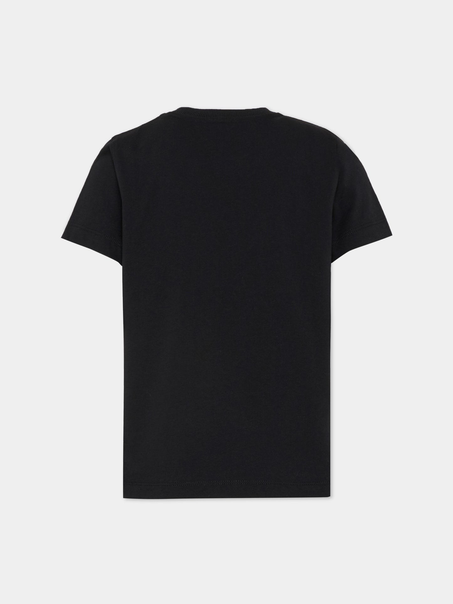 T-shirt nera per bambini con logo,Moschino Kids,HUM05I LAA10 60100