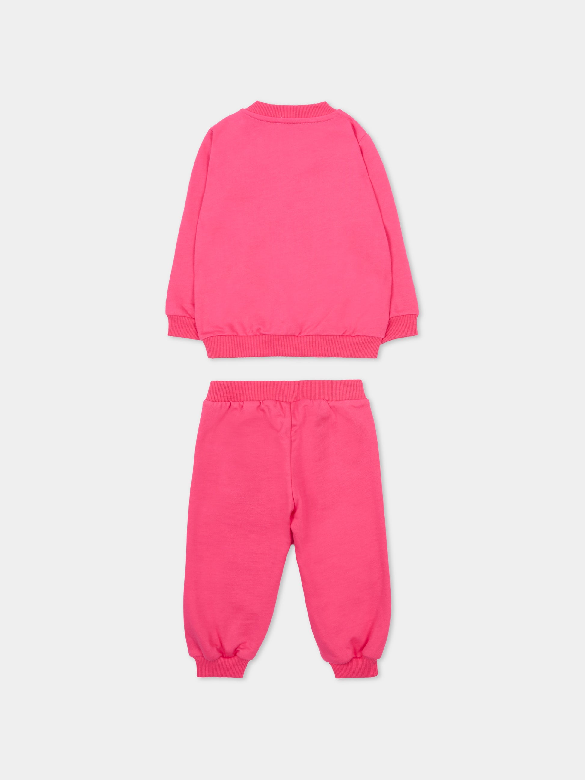 Completo fucsia per neonata con logo e Teddy Bear,Moschino Kids,MUK05E LCA40 50541