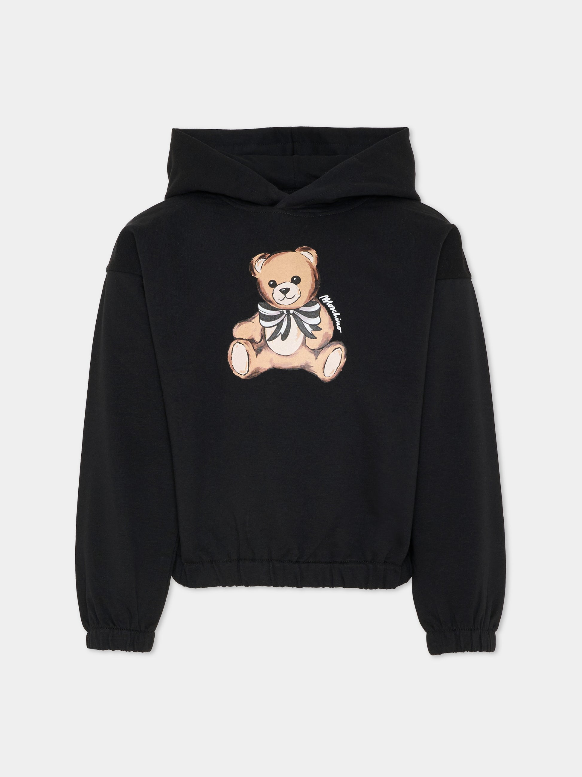 Felpa nera per bambina con Teddy Bear,Moschino Kids,HDF06J LDA16 60100