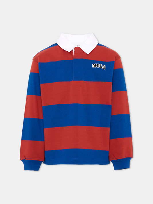 Polo multicolor per bambino a righe con logo